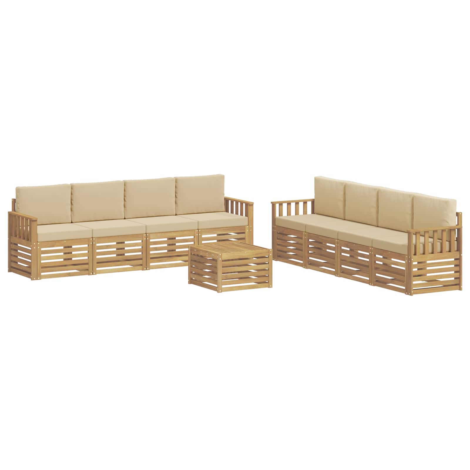Set vanjskih sofa 9 pcs Bijela i bež 59 x 59 x 37 cm Poliester