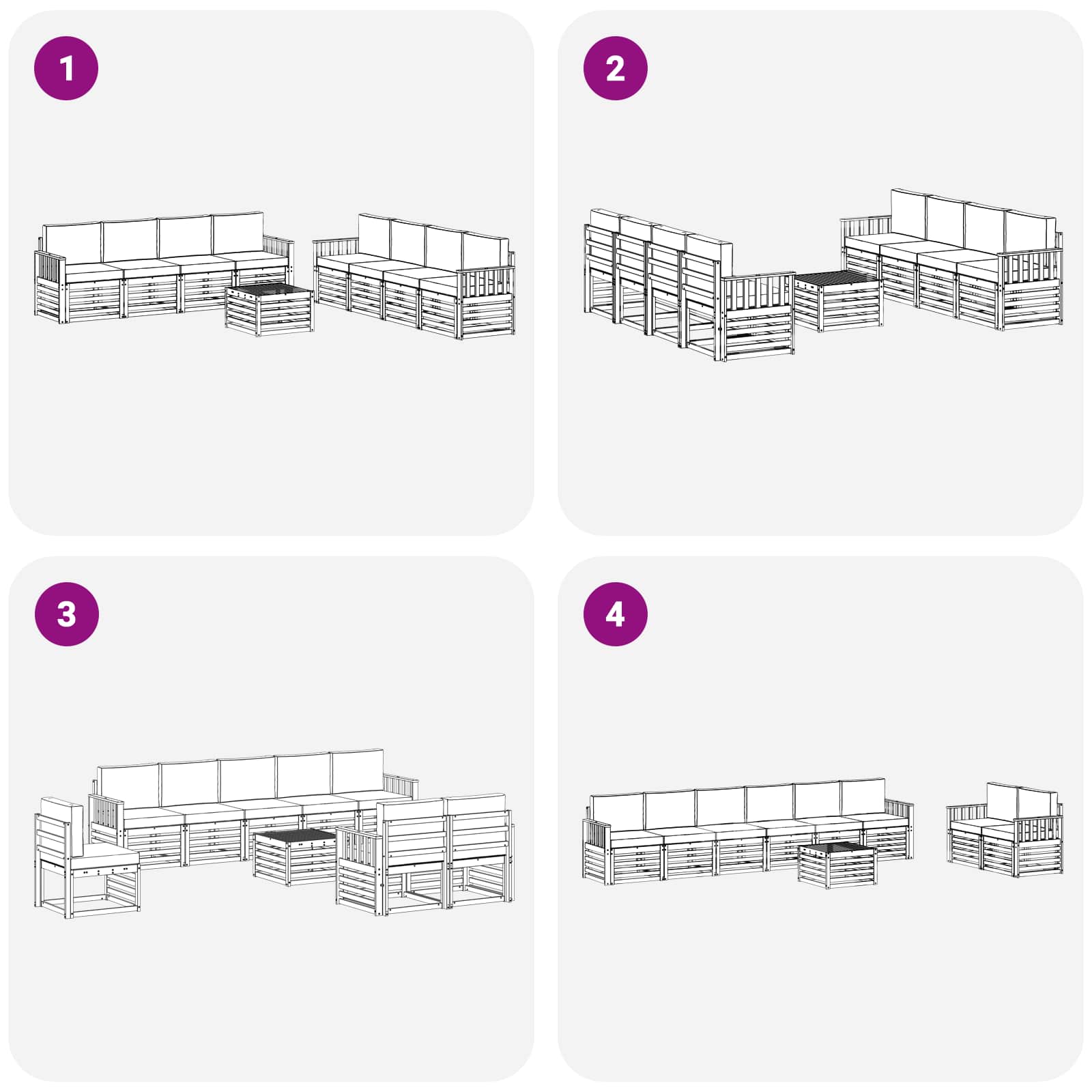 Set vanjskih sofa 9 pcs Bijela i bež 59 x 59 x 37 cm Poliester
