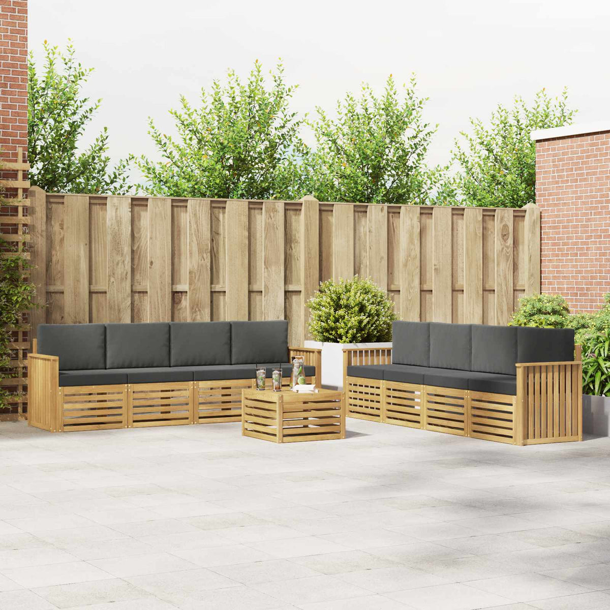 Set vanjskih sofa 9 kom. Bijela i antracit Poliester