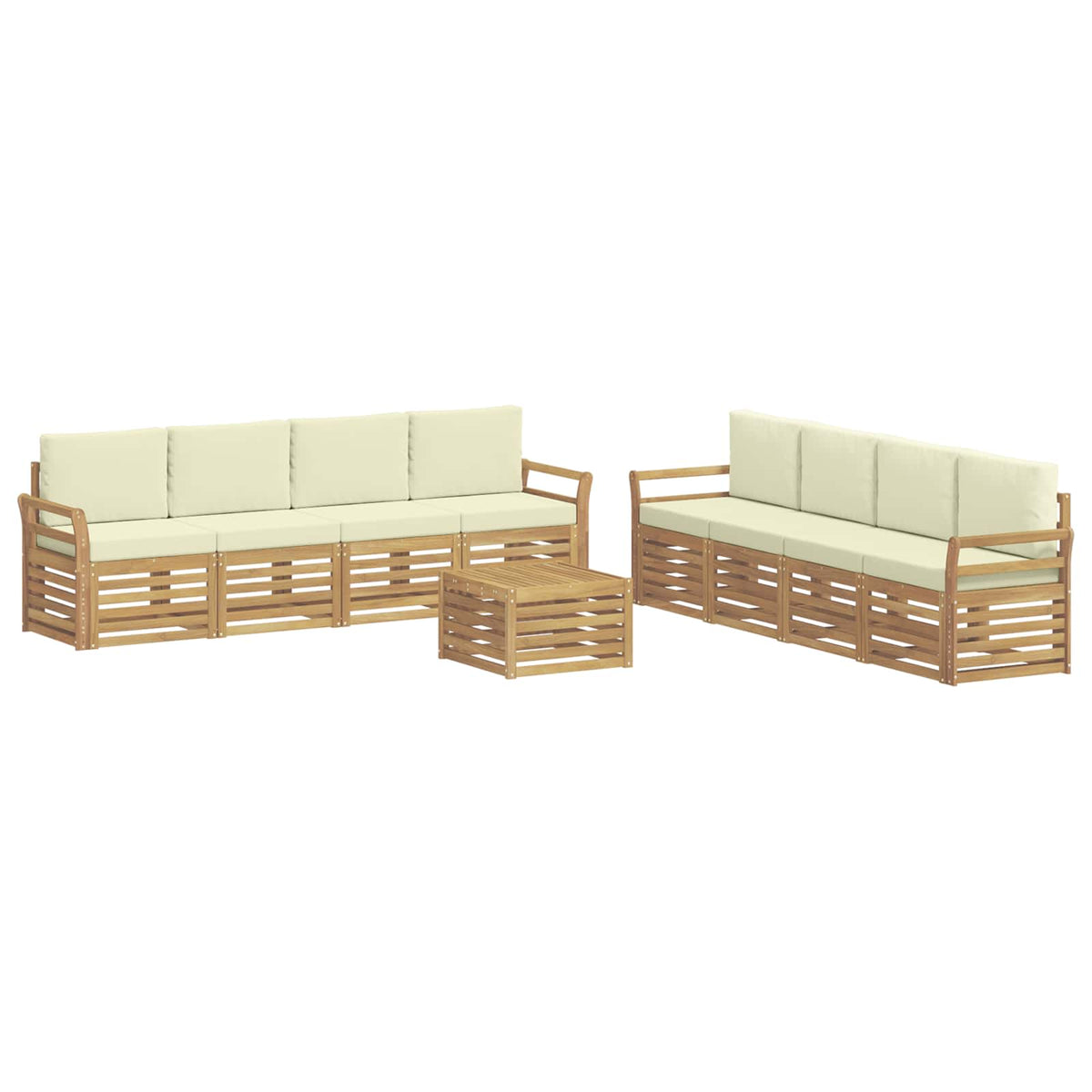 Set vanjskih sofa 9 kom. Bijela i krem Poliester