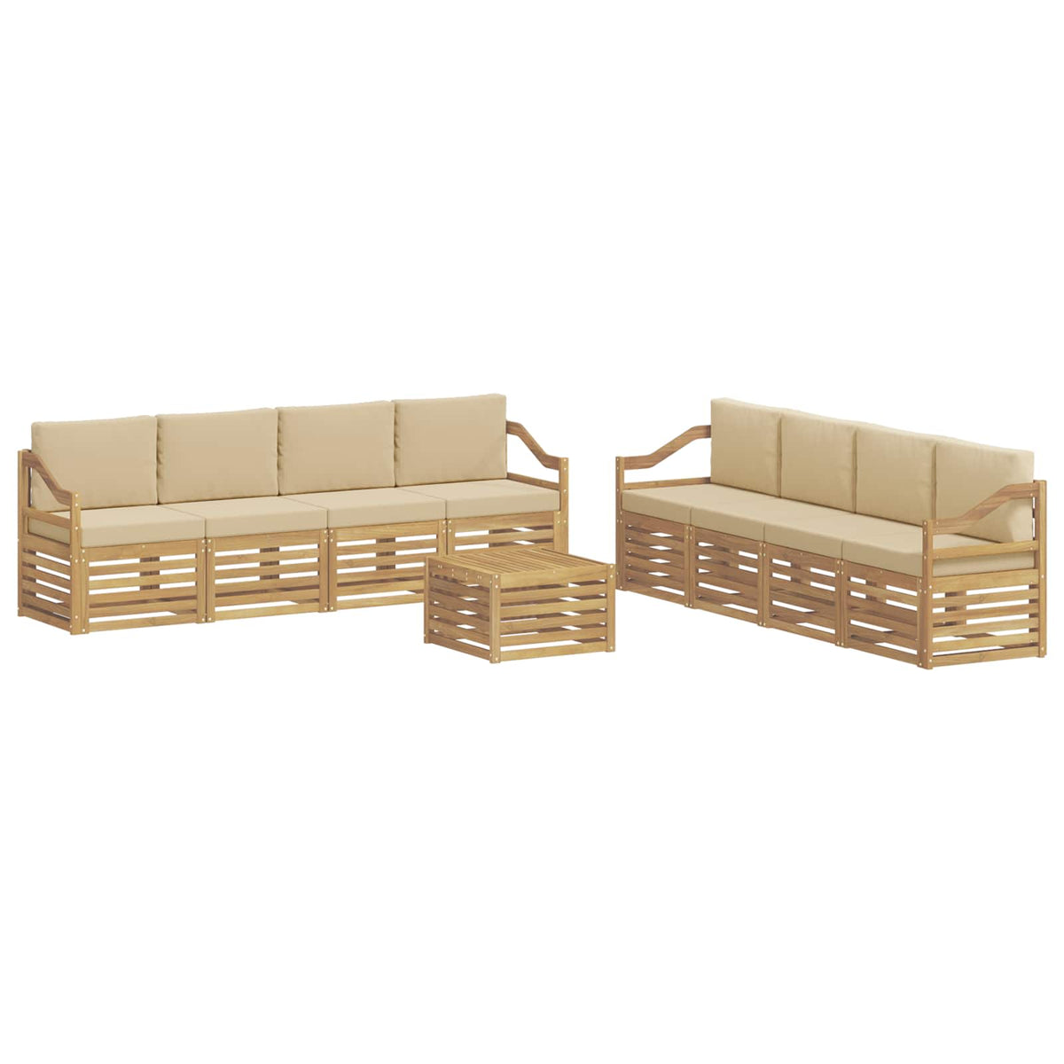 Set vanjskih sofa 9 kom. Bijela i bež Poliester 59 x 59 x 37 cm