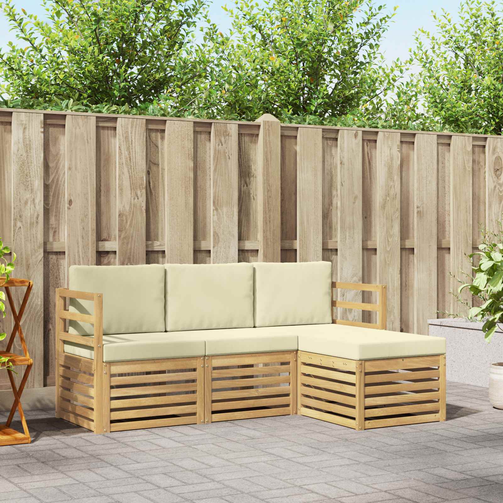Set vanjskih sofa 4 pcs Bijela i krem 185,5 x 122,5 x 73 cm