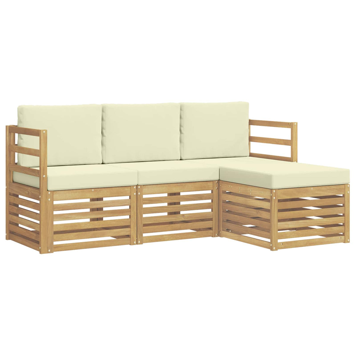 Set vanjskih sofa 4 pcs Bijela i krem 185,5 x 122,5 x 73 cm