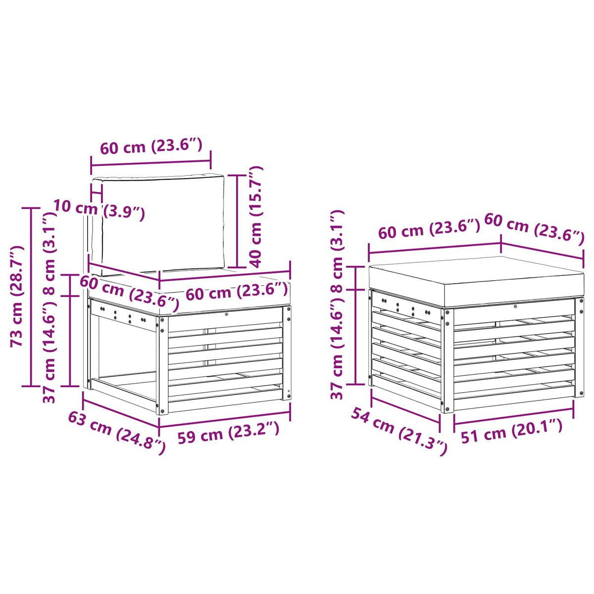 Set vanjskih sofa 4 pcs Bijela i krem 185,5 x 122,5 x 73 cm
