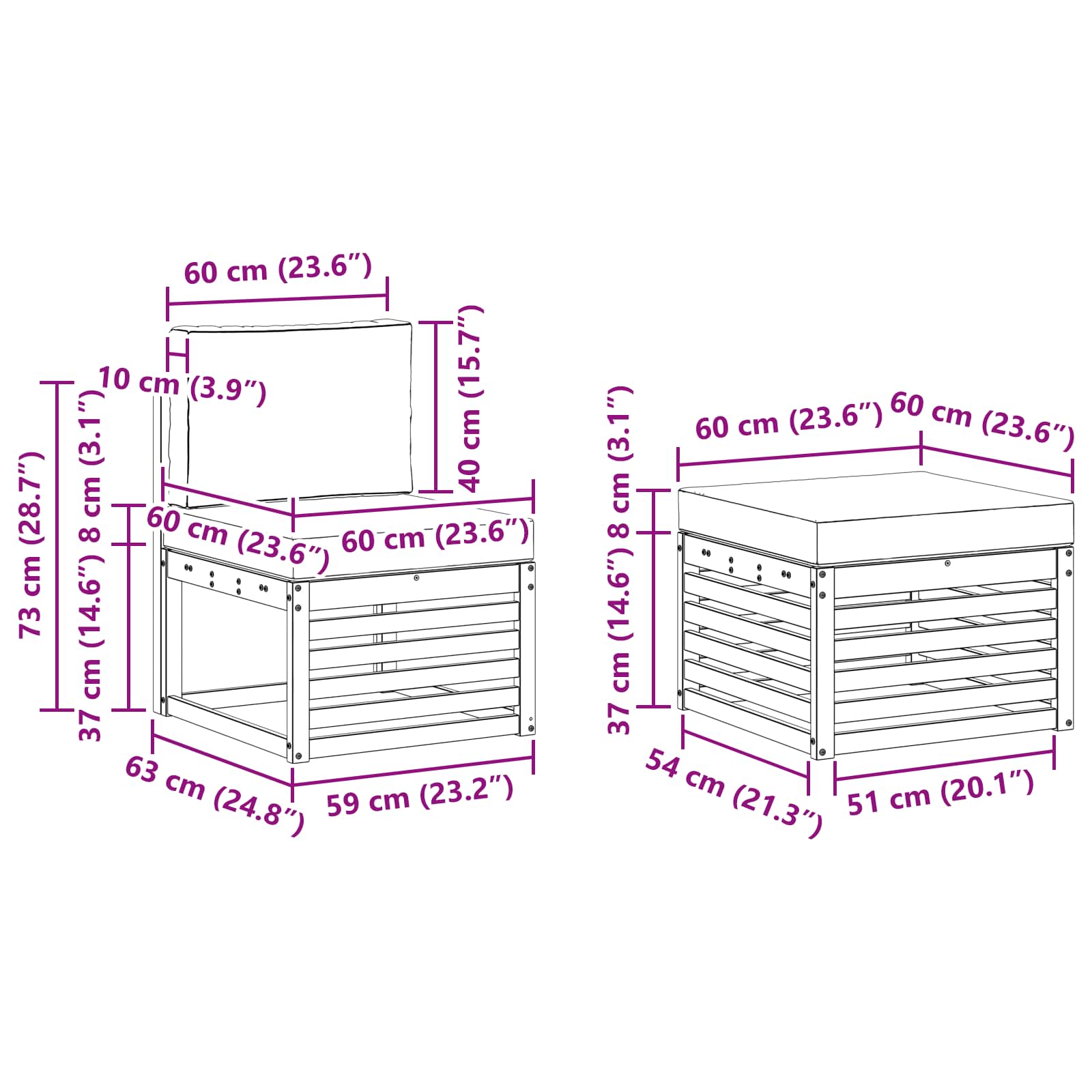 Set vanjskih sofa 4 pcs Bijela i antracit 185,5 x 122,5 x 73 cm