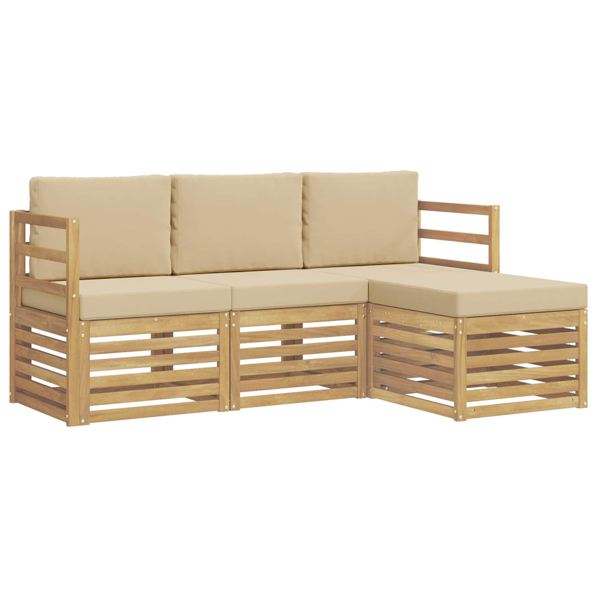 Set vanjskih sofa s jastukom 4 pcs Bijela i bež Poliester