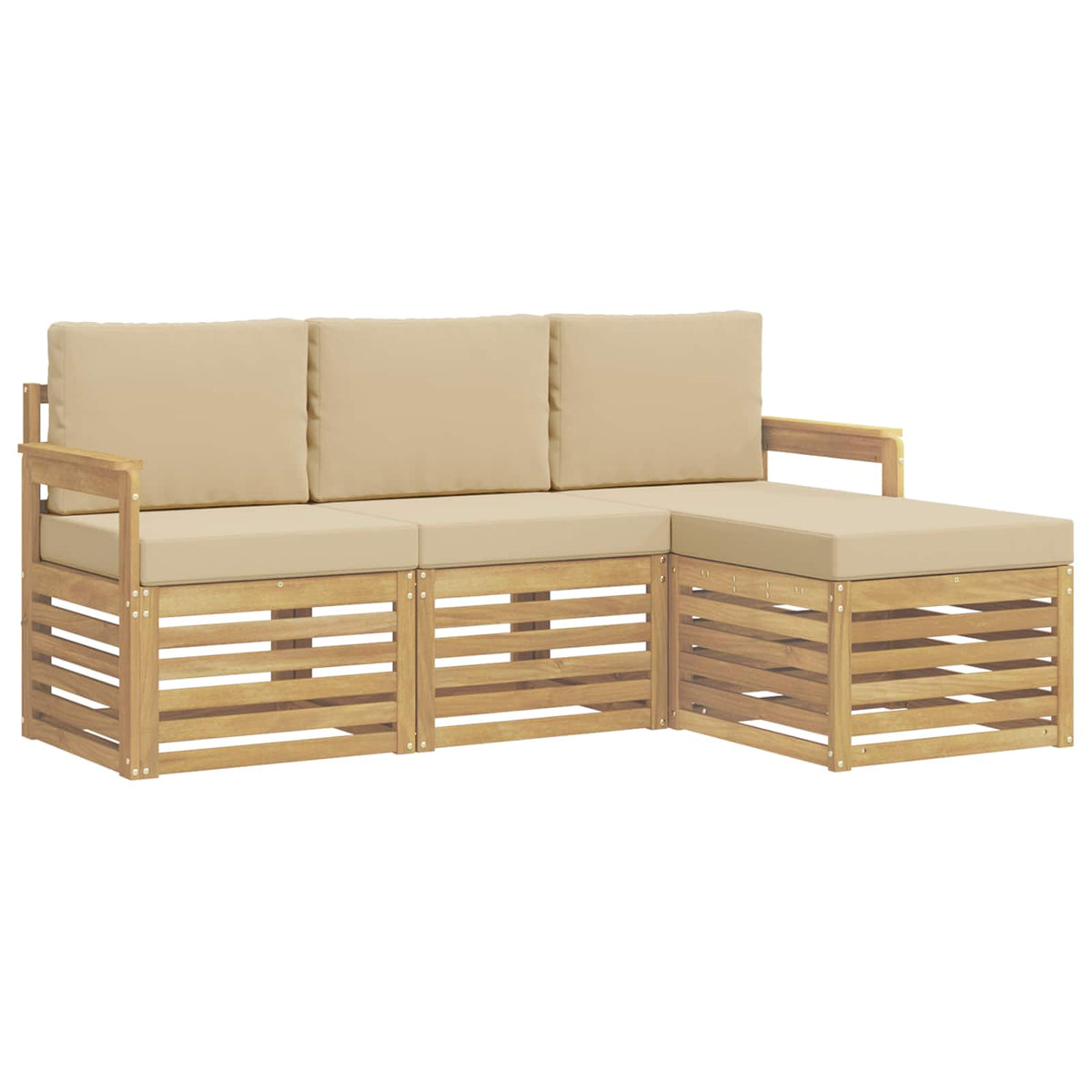 Set vanjskih sofa 4 pcs Bijela i bež 189,5 x 122,5 x 73 cm