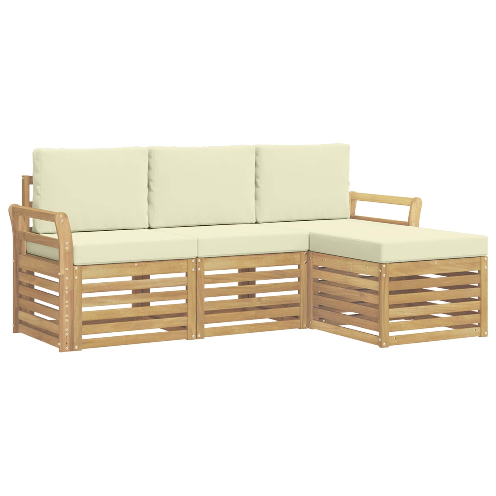 Set vanjskih sofa 4 pcs Bijela i krem 193,5 x 122,5 x 73 cm