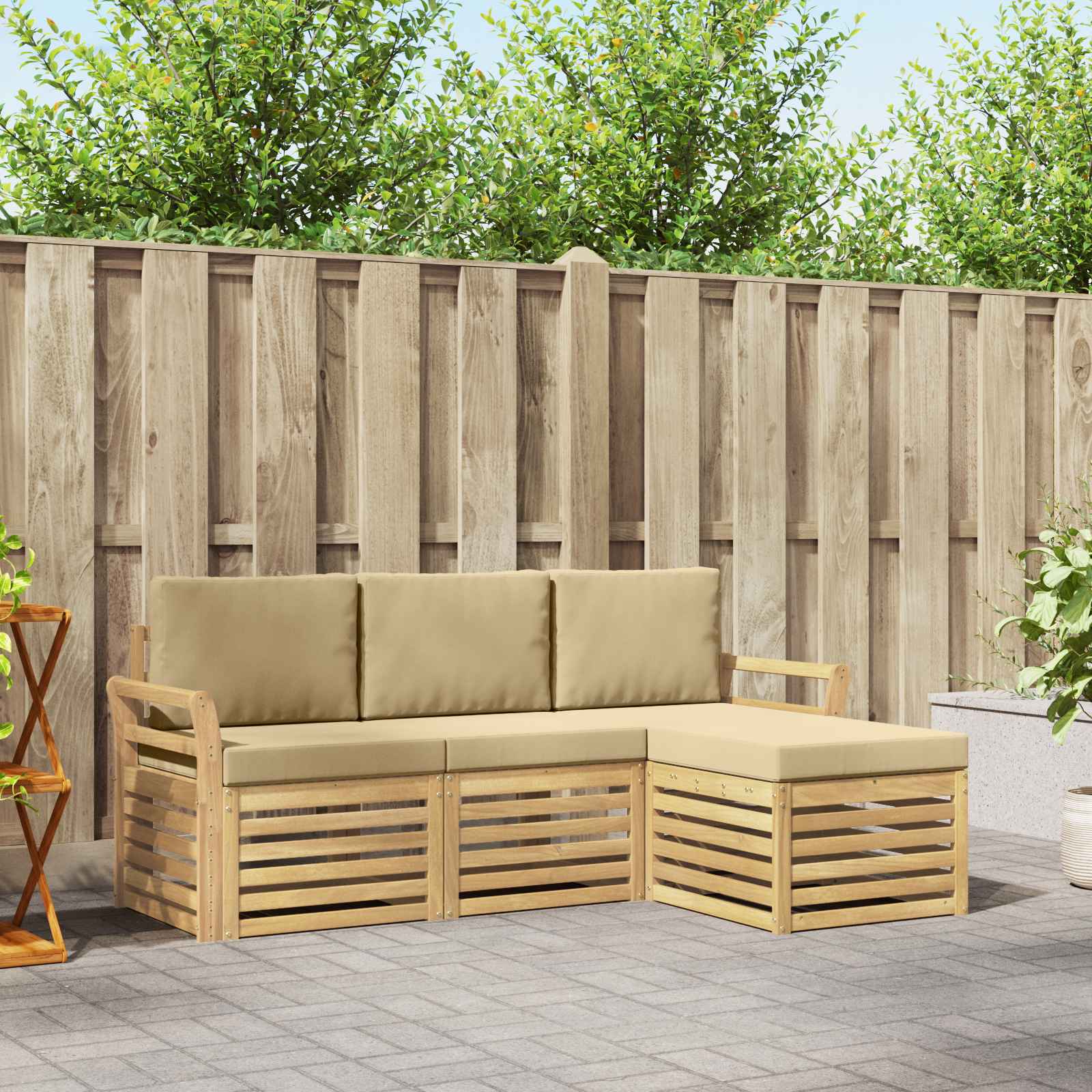 Set vanjskih sofa 4 pcs Bijela i bež 193,5 x 122,5 x 73 cm