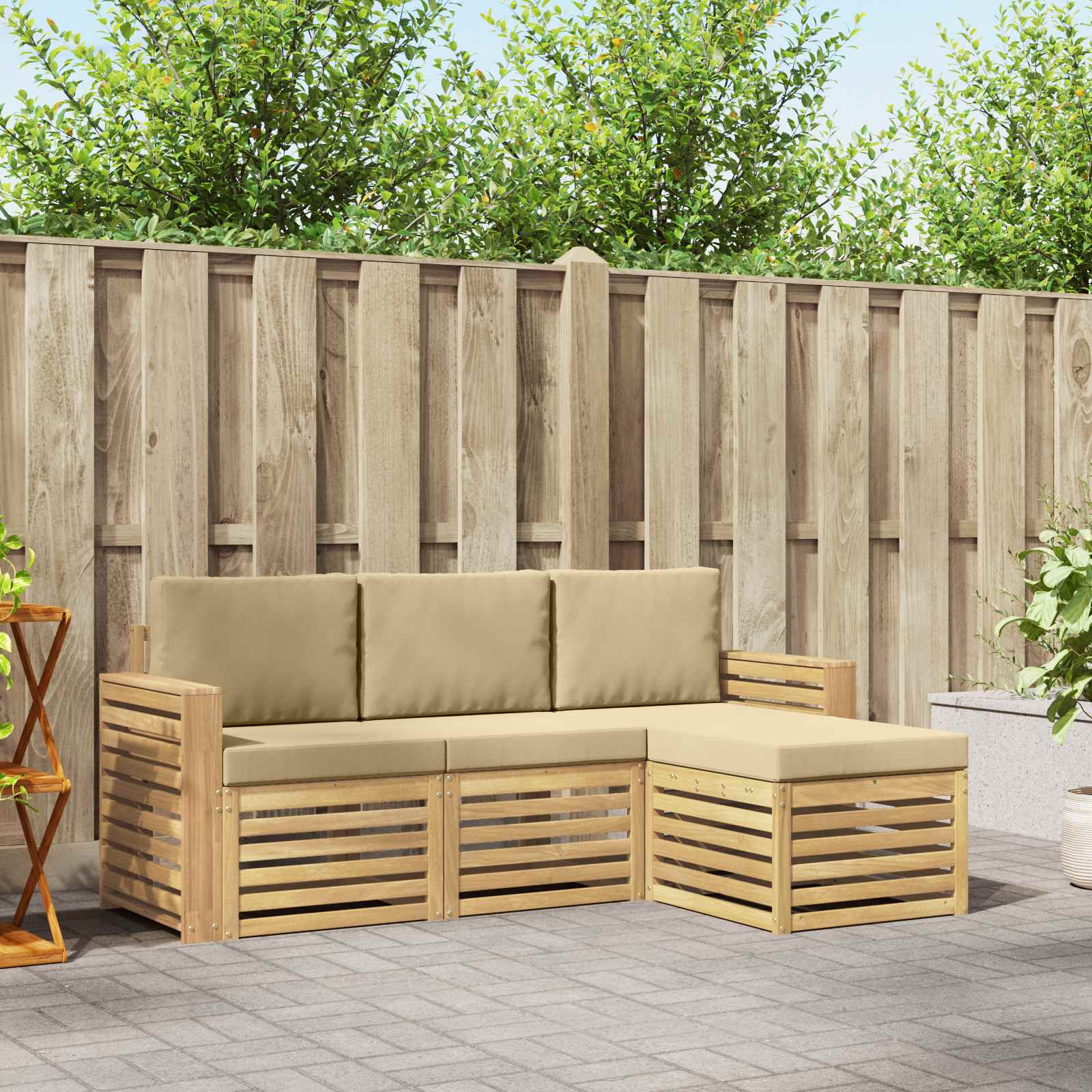 Set vanjskih sofa 4 pcs Bijela i bež 197,5 x 122,5 x 73 cm