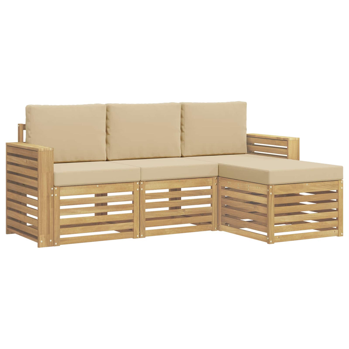 Set vanjskih sofa 4 pcs Bijela i bež 197,5 x 122,5 x 73 cm