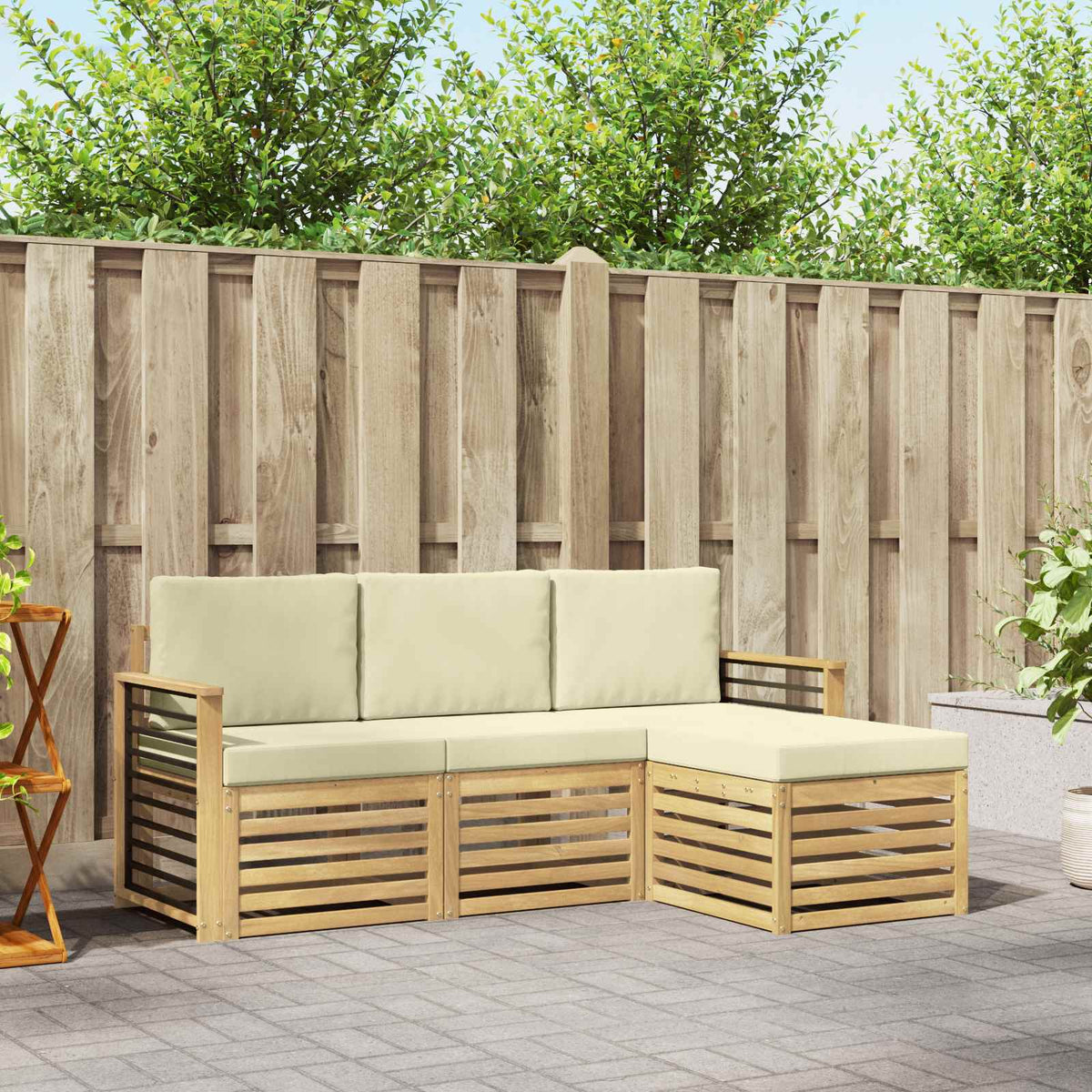 Set vanjskih sofa 4 kom. Bijela i krem Poliester