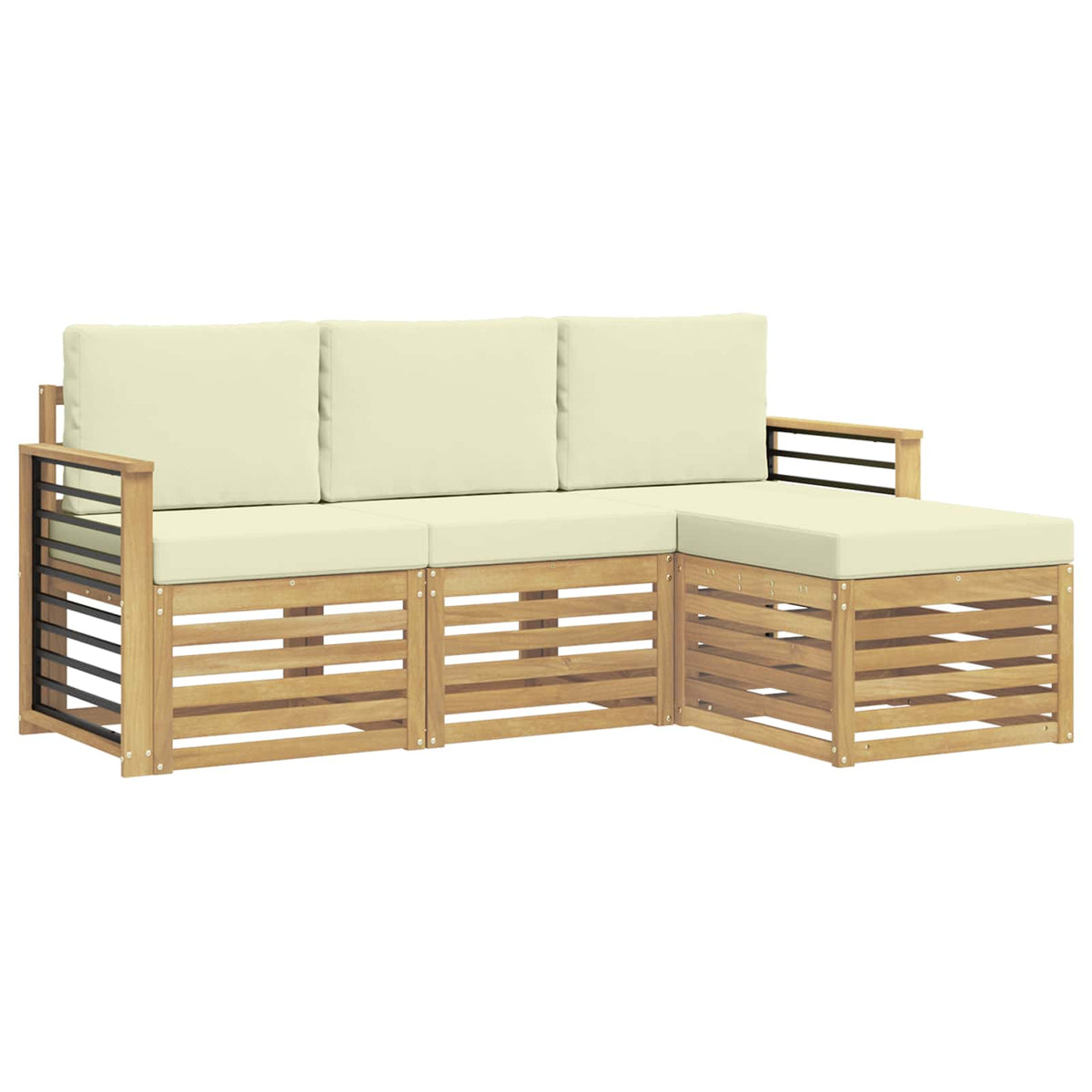 Set vanjskih sofa 4 pcs Bijela i krem 189,5 x 122,5 x 73 cm