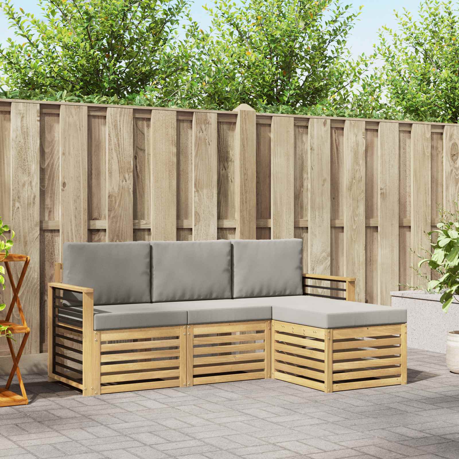 Set vanjskih sofa 4 pcs Bijela i svjetlosiva