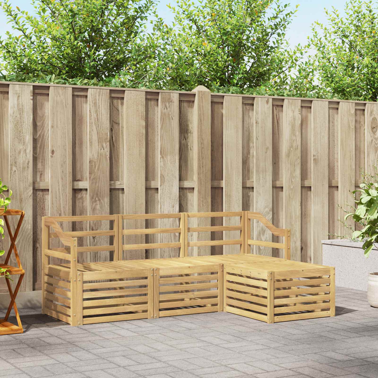 Set vanjskih sofa 4 pcs Bijela Čvrsto drvo akacije