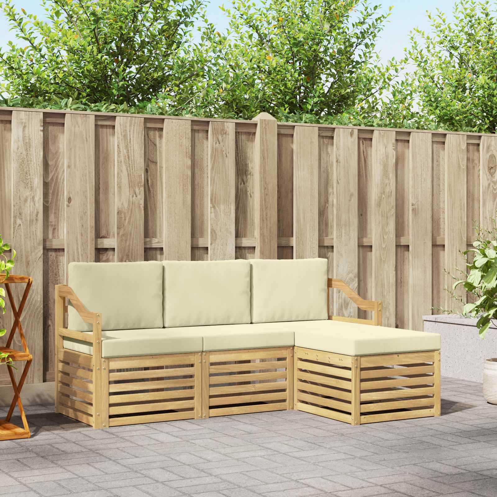 Set vanjskih sofa 4 pcs Bijela i krem 185,5 x 122,5 x 73 cm