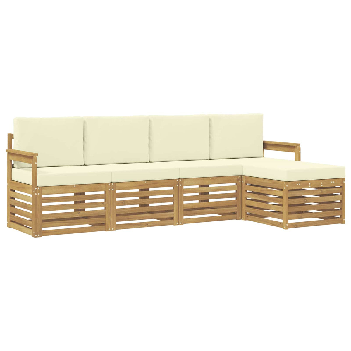 Set vanjskih sofa 5 pcs Bijela i krem 249 x 122,5 x 73 cm