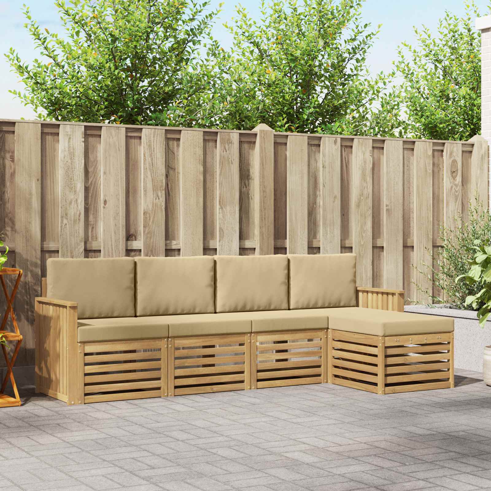 Set vanjskih sofa 5 pcs Bijela i bež 249 x 122,5 x 73 cm