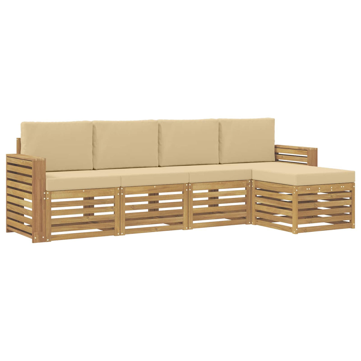 Set vanjskih sofa 5 pcs Bijela i bež 257 x 122,5 x 73 cm