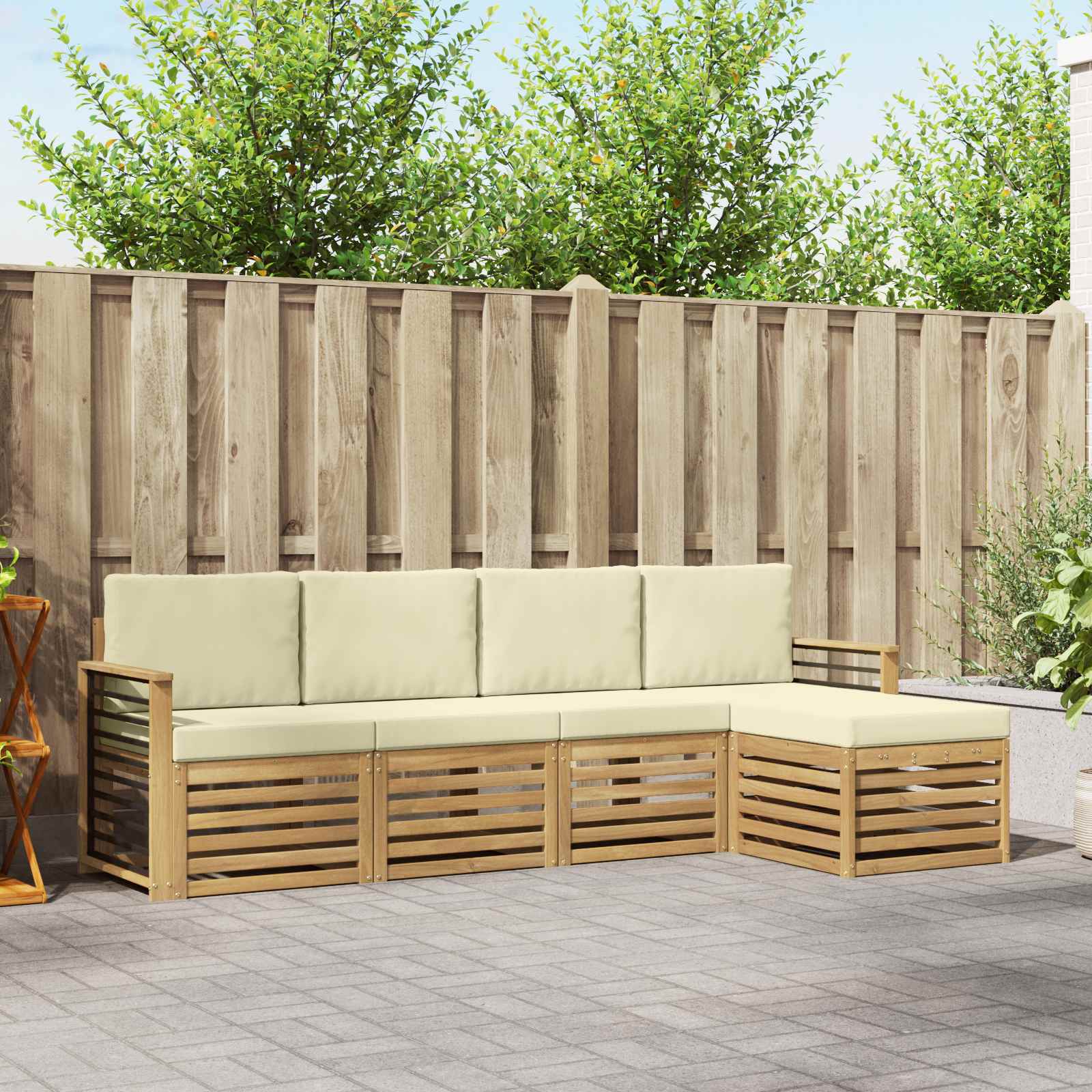 Set vanjskih sofa 5 pcs Bijela i krem 249 x 122,5 x 73 cm