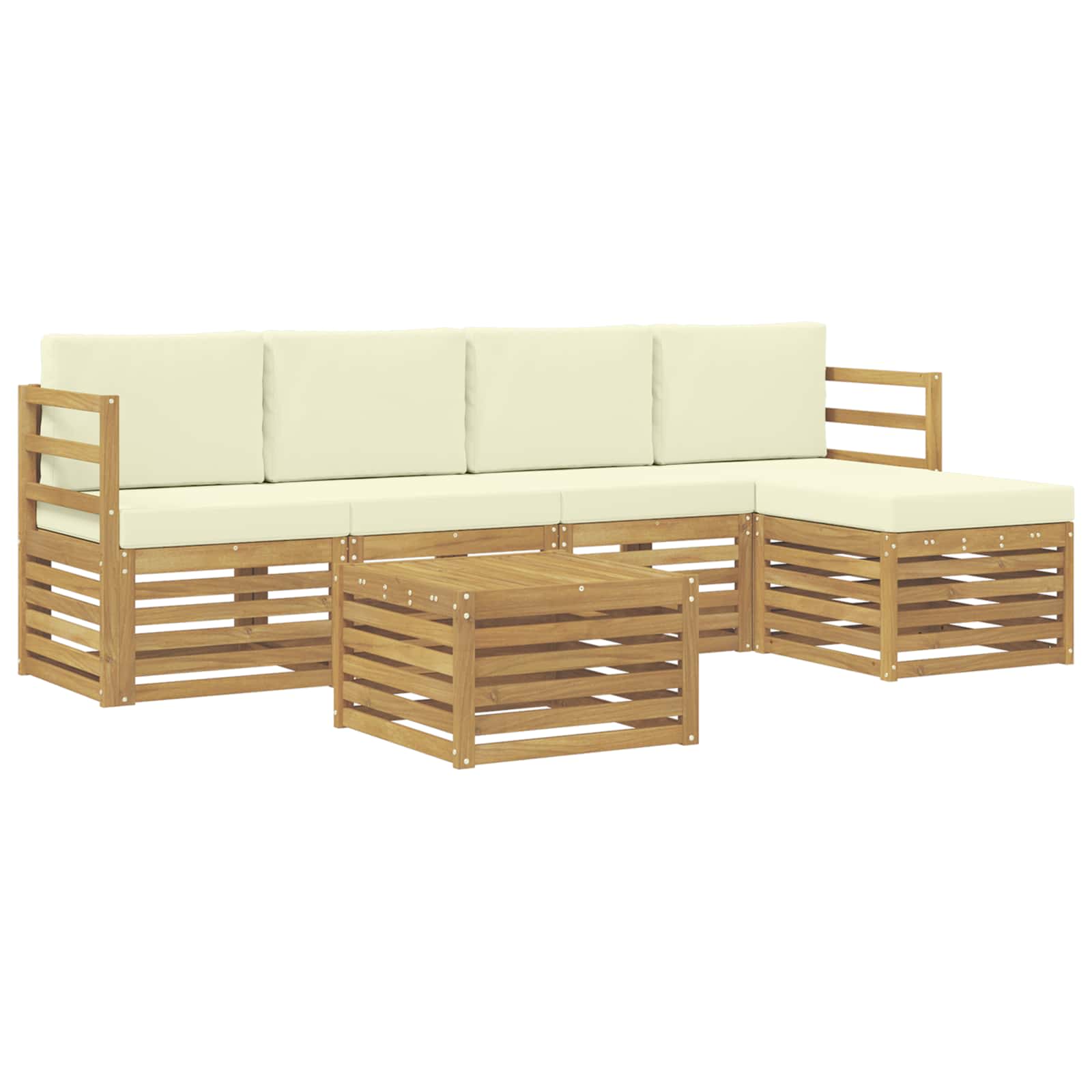 Set vanjskih sofa 6 pcs Bijela i krem 59 x 59 x 37 cm Poliester