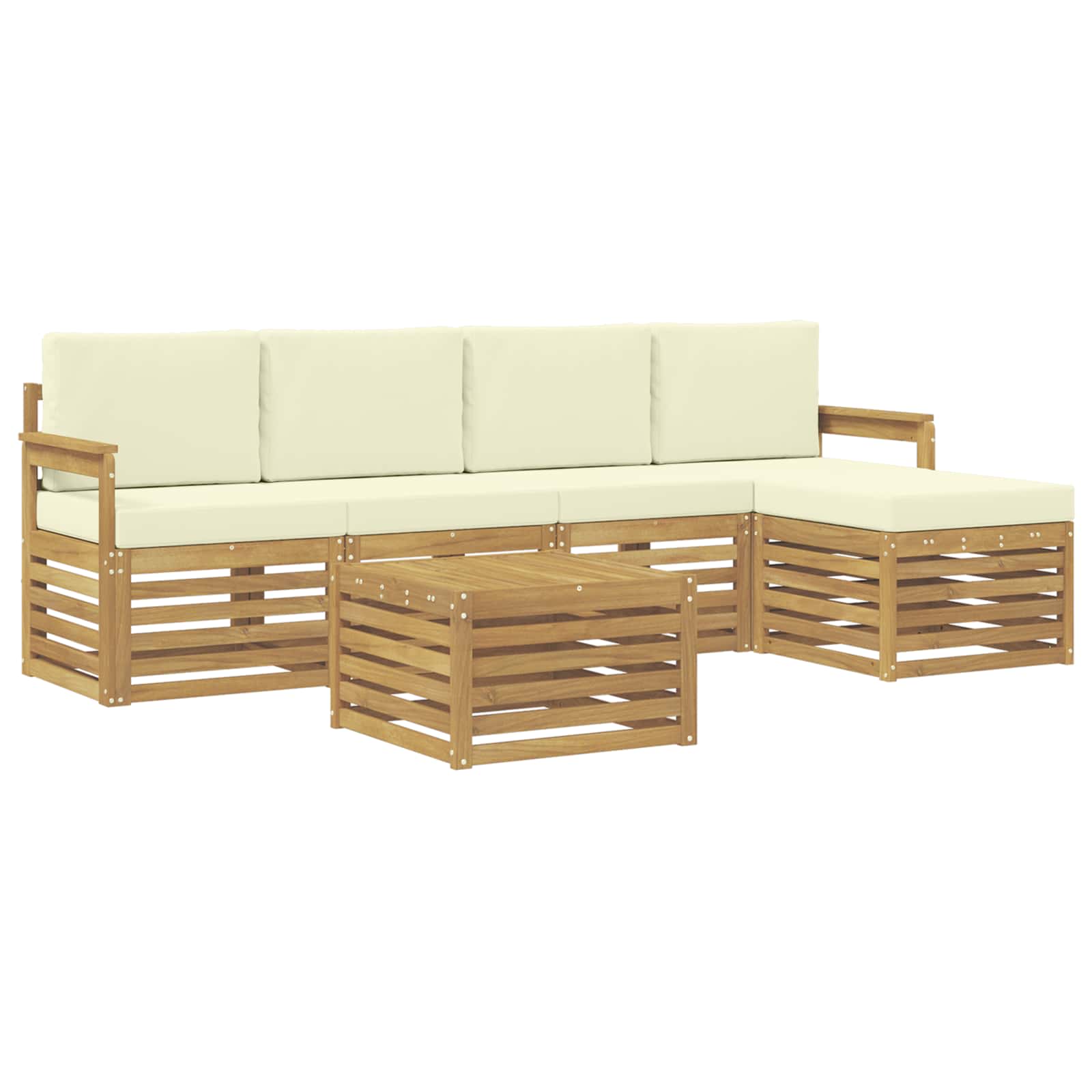 Set vanjskih sofa 6 pcs Bijela i krem 59 x 59 x 37 cm Poliester
