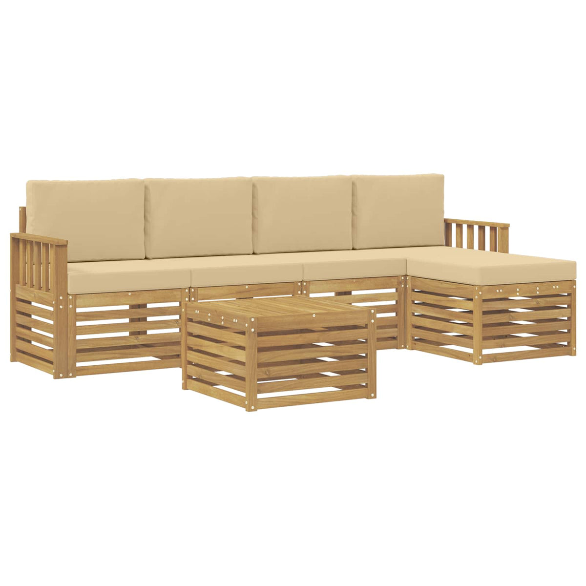 Set vanjskih sofa 6 pcs Bijela i bež 59 x 59 x 37 cm Poliester