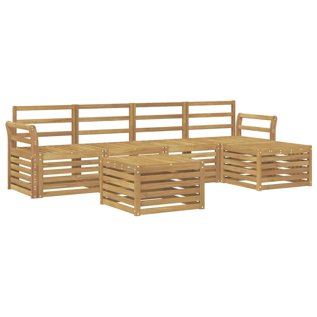 Set vanjskih sofa 6 kom. Bijela Čvrsto drvo akacije