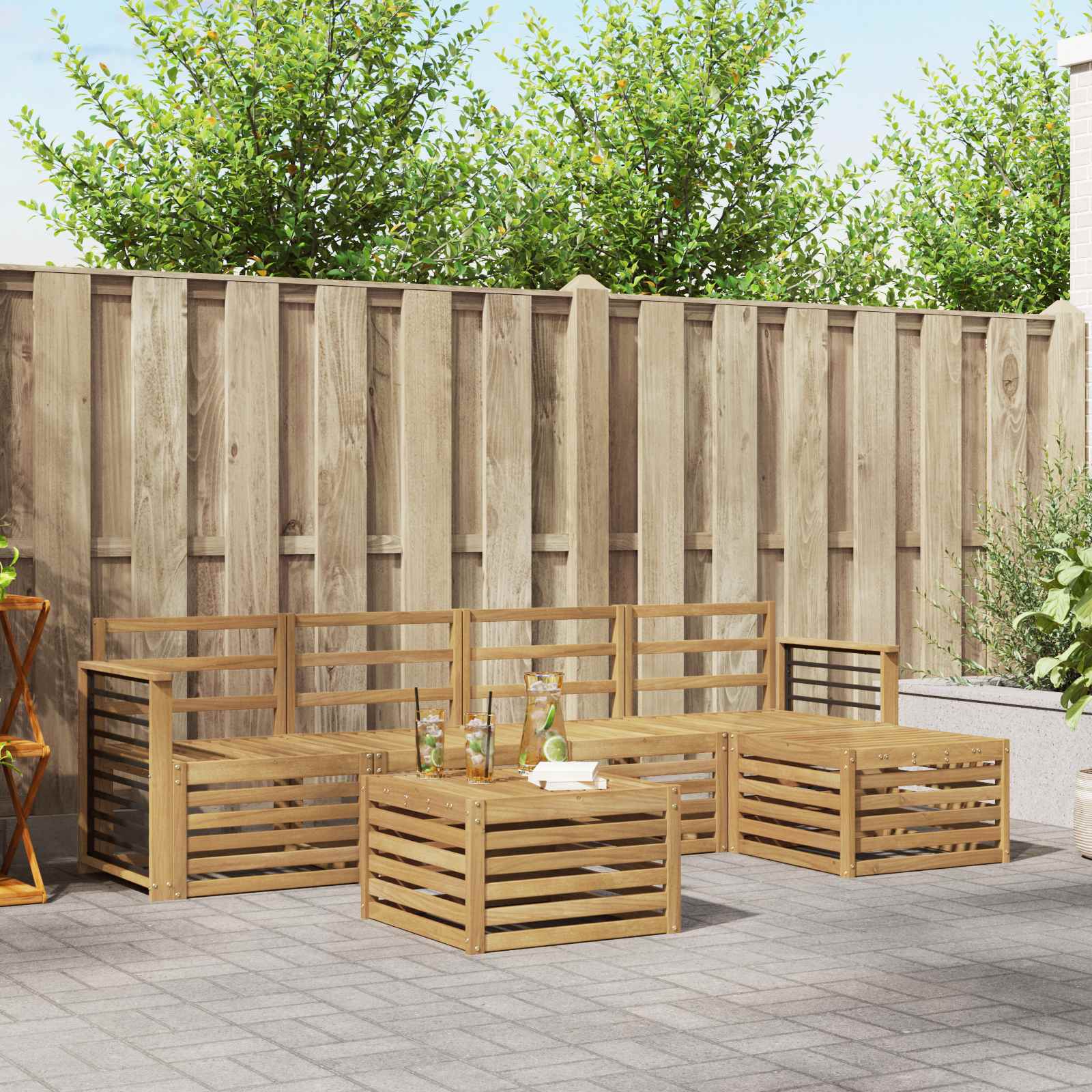 Set vanjskih sofa 6 pcs Bijela Čvrsto drvo akacije