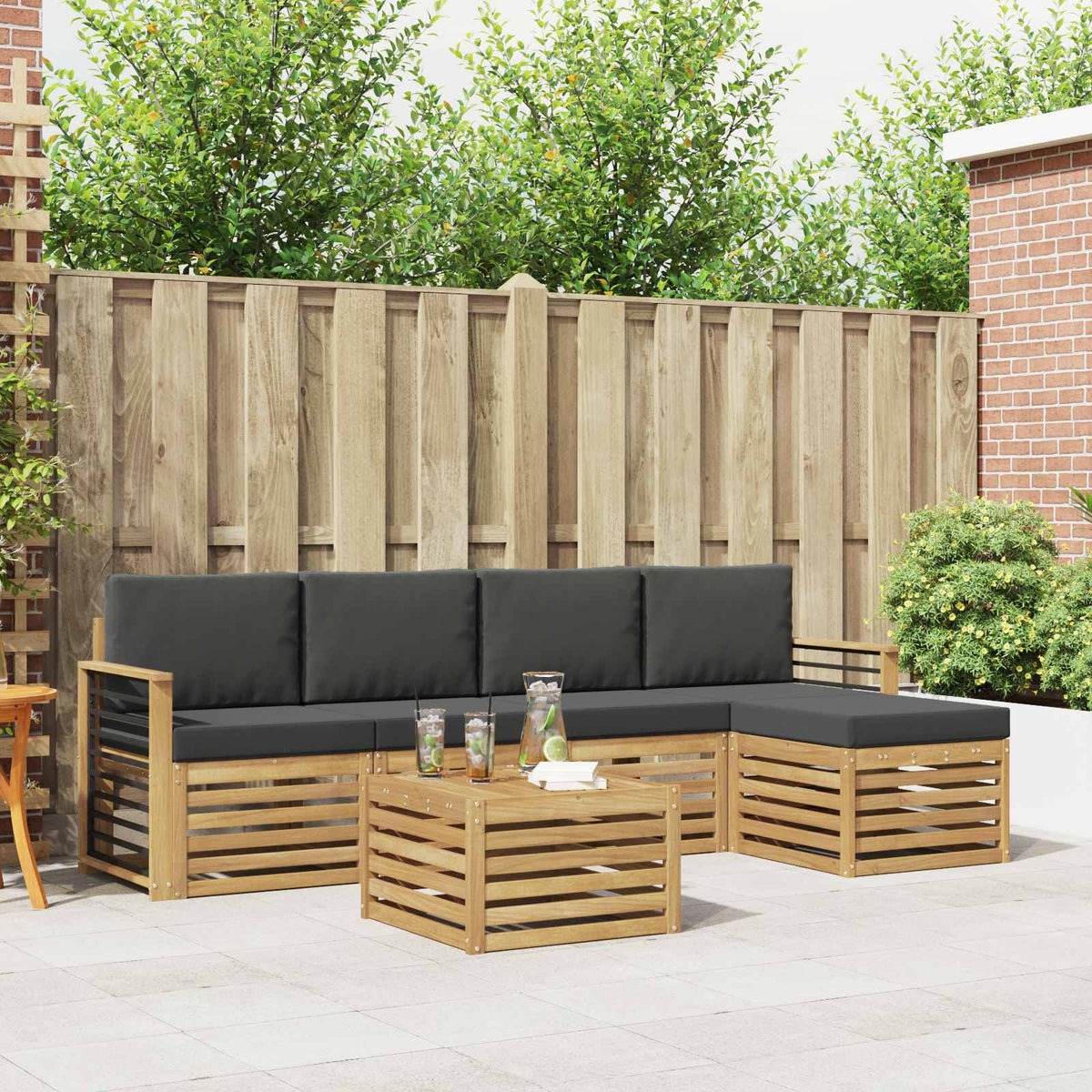 Set vanjskih sofa 6 kom. Bijela i antracit Poliester