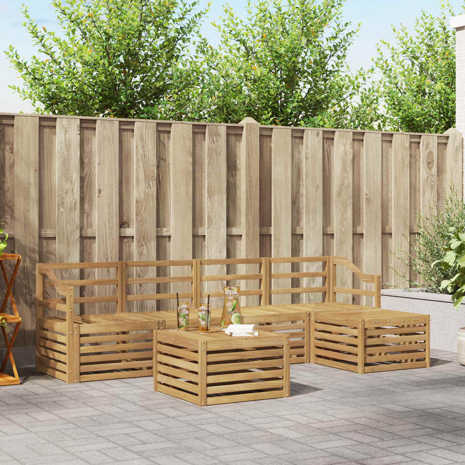 Set vanjskih sofa 6 pcs Bijela Čvrsto drvo akacije