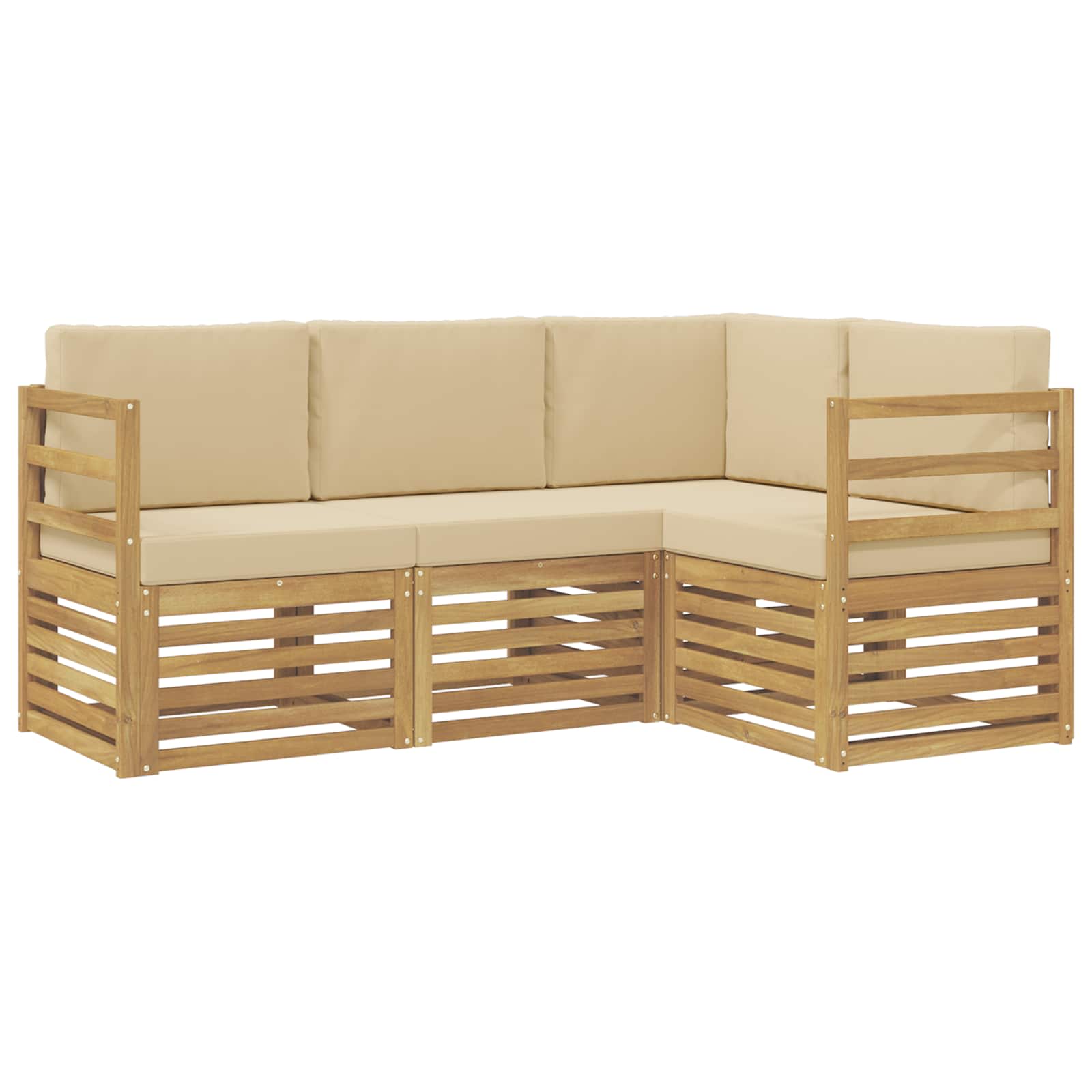 Setovi sofa 4 pcs Bijela i bež 185,5 x 126,5 x 73 cm Poliester