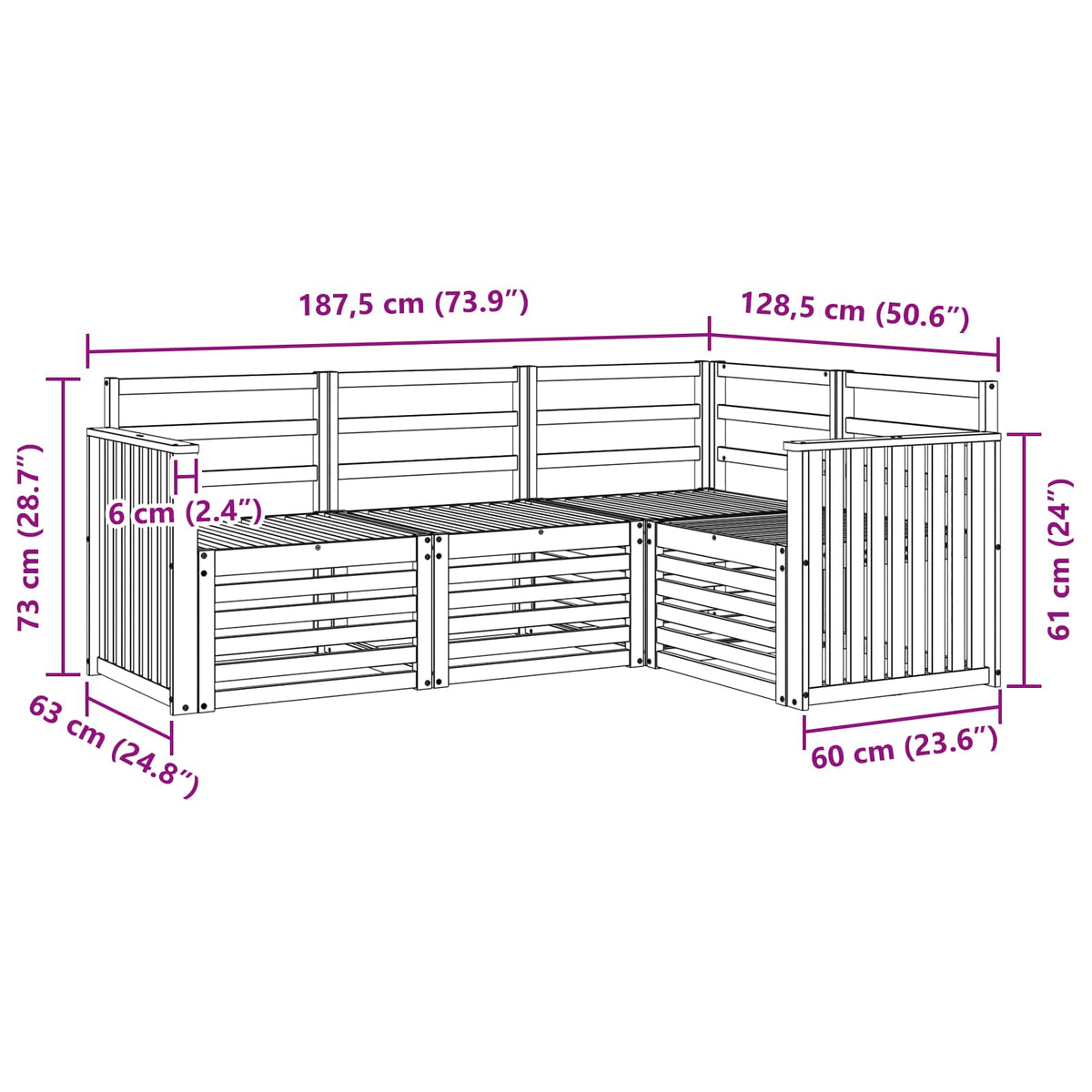 Set vanjskih sofa 4 kom. Bijela Čvrsto drvo akacije