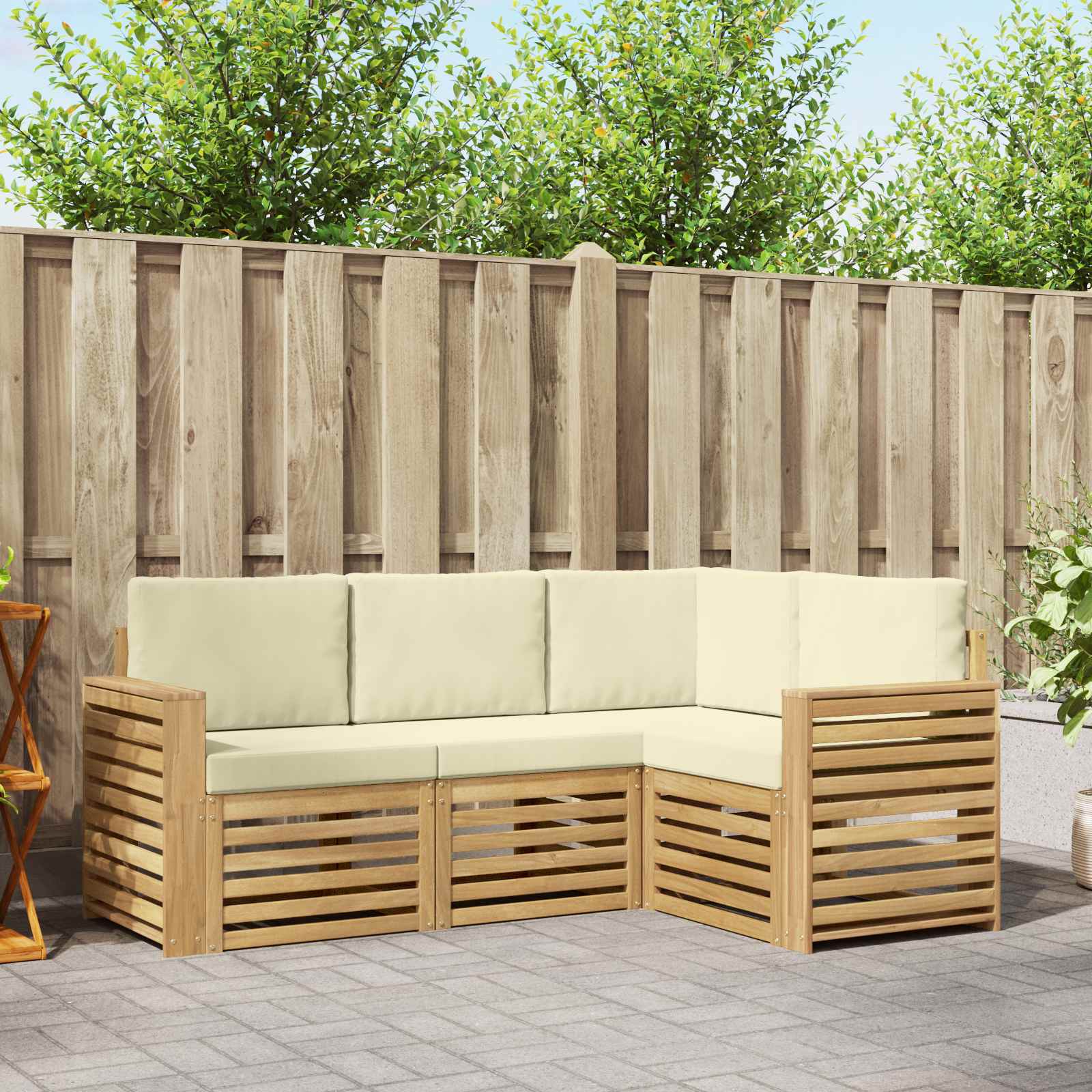 Setovi sofa 4 pcs Bijela i krem 191 x 132,5 x 73 cm Poliester