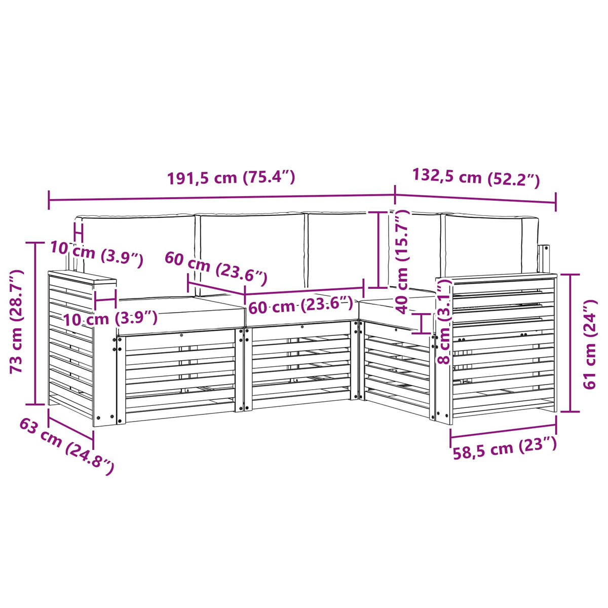 Setovi sofa 4 pcs Bijela i krem 191 x 132,5 x 73 cm Poliester