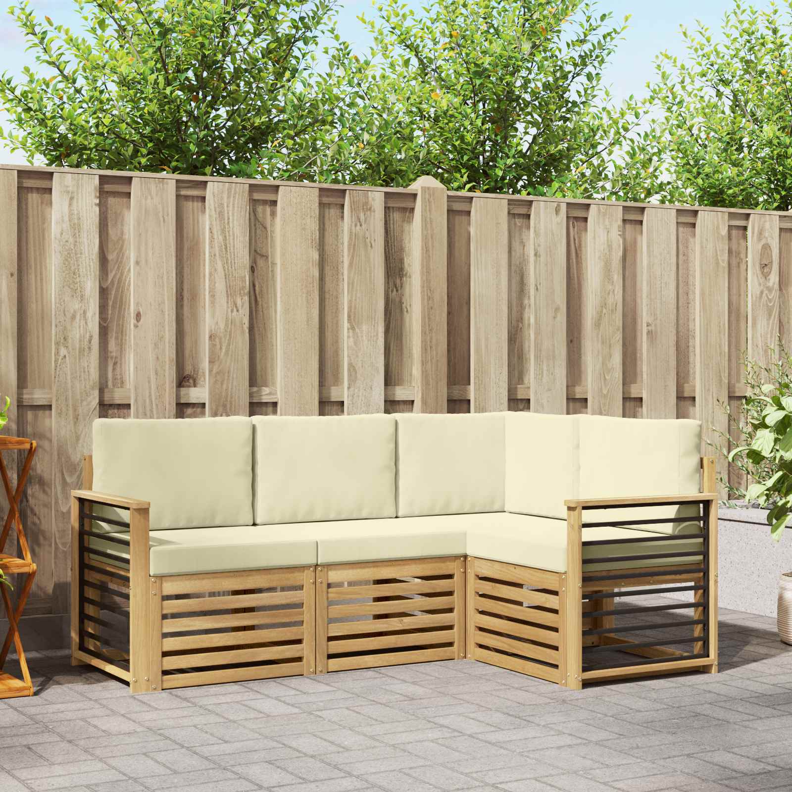 Setovi sofa s jastukom 4 pcs Bijela i krem Poliester