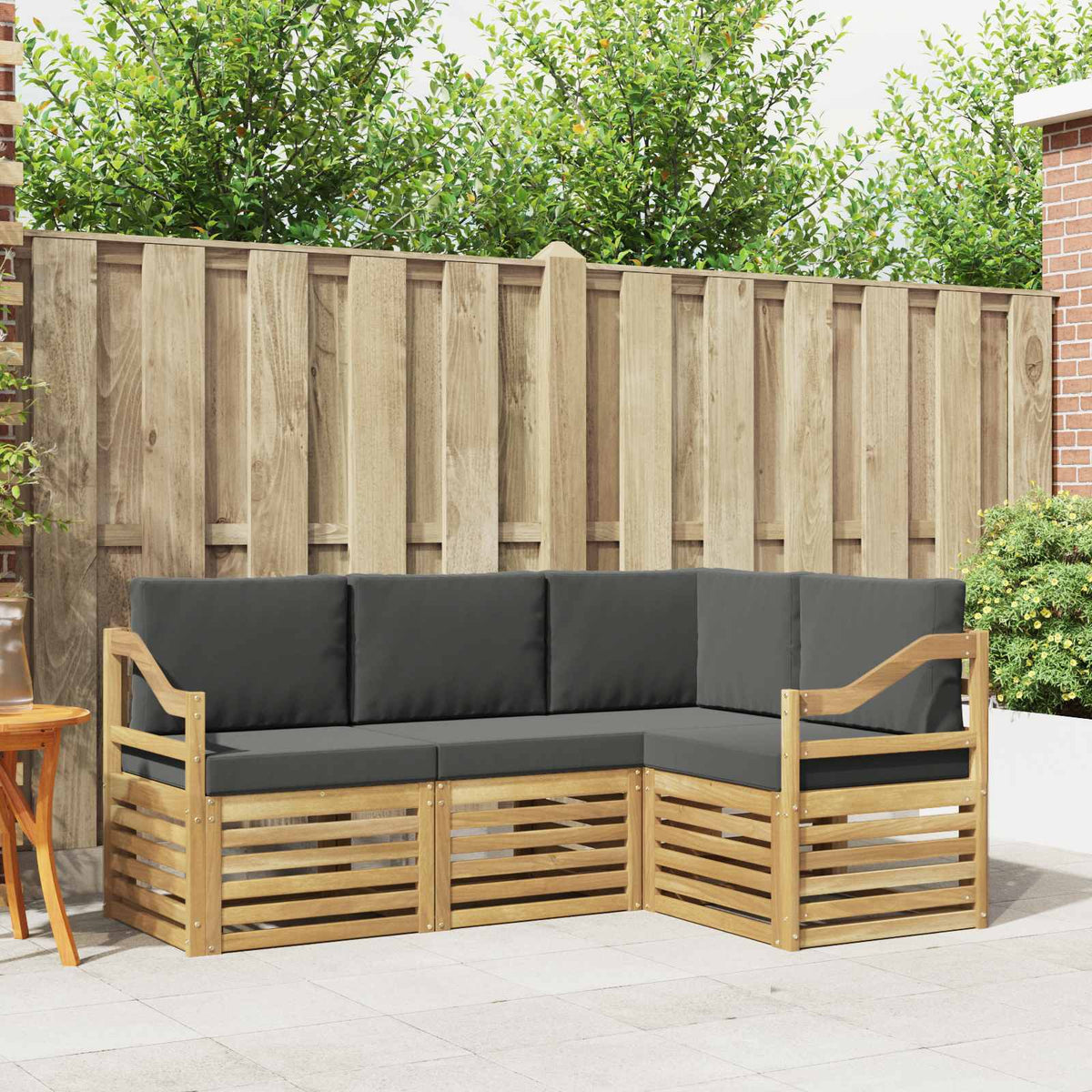 Setovi sofa 4 pcs i krem Čvrsto drvo akacije