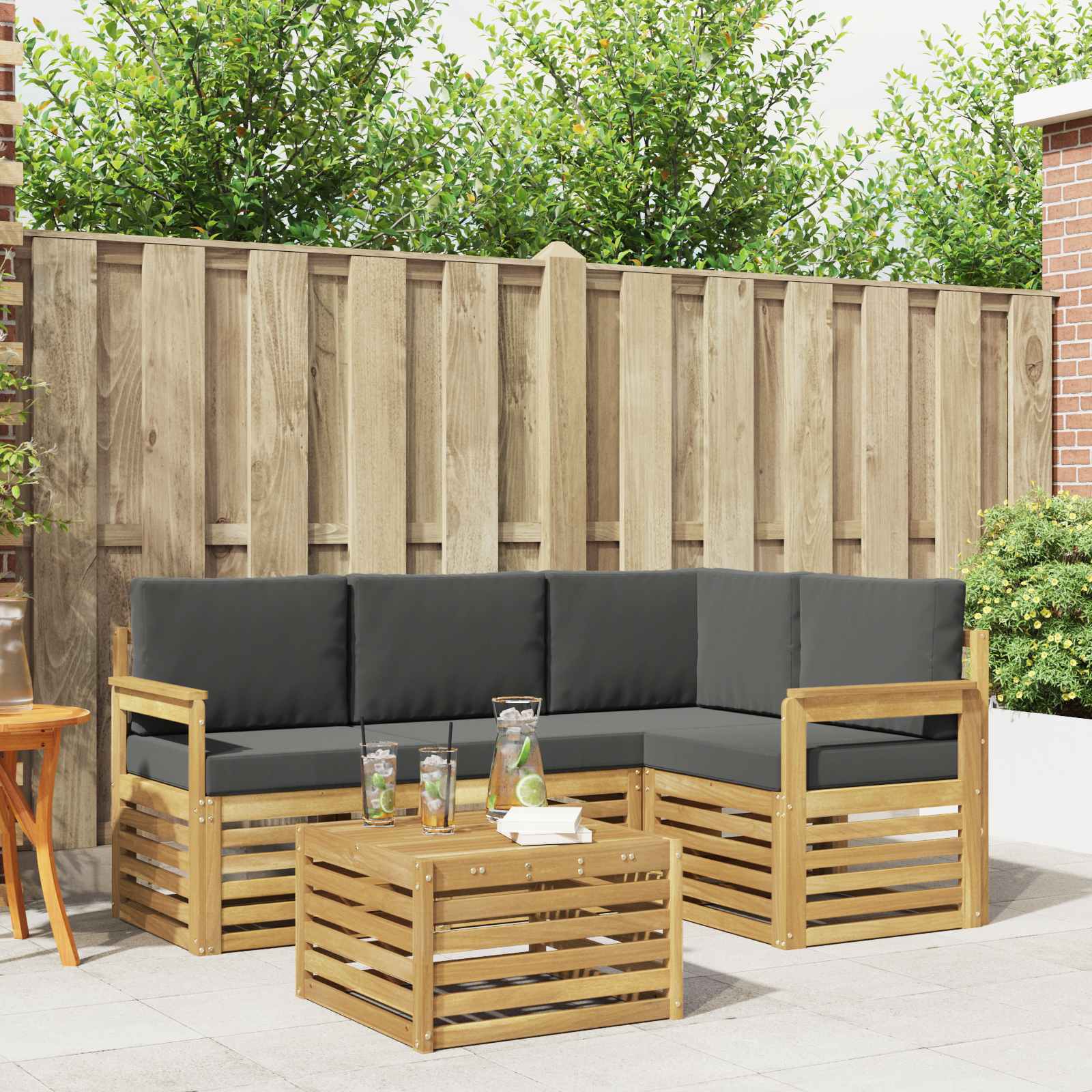 Set vanjskih sofa 5 pcs Bijela i antracit 59 x 59 x 37 cm
