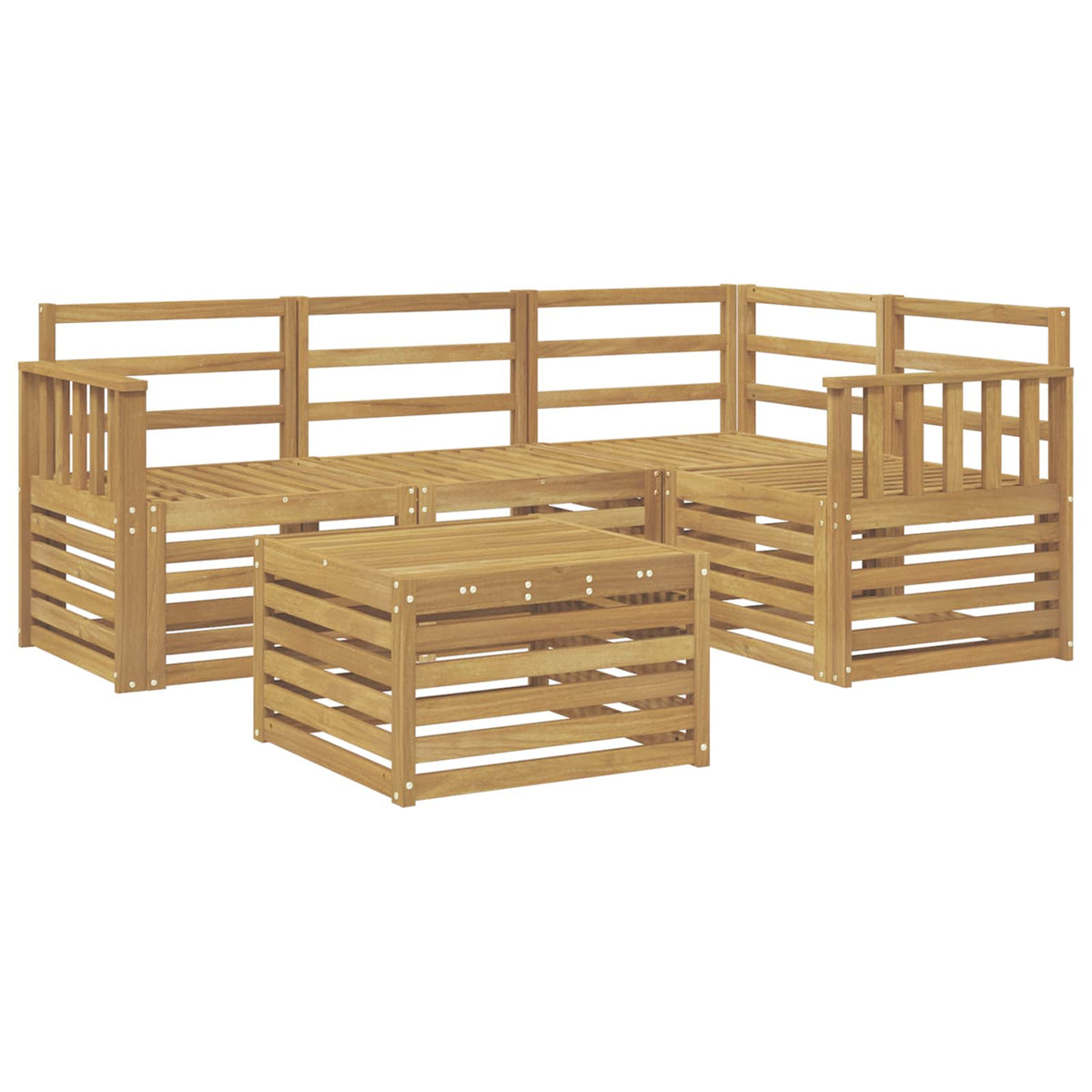 Set vanjskih sofa 5 kom. Bijela Čvrsto drvo akacije