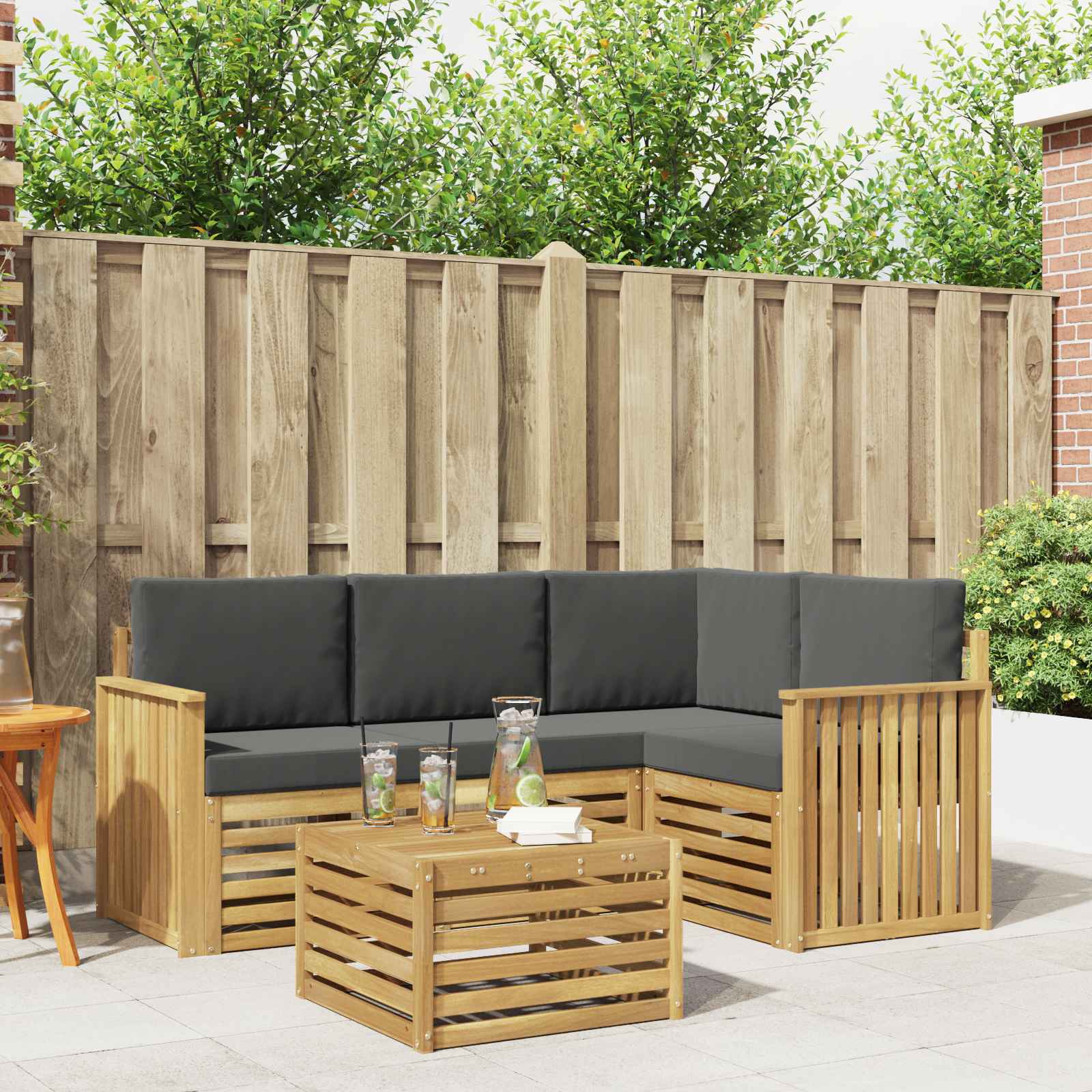 Set vanjskih sofa 5 pcs Bijela i antracit 59 x 59 x 37 cm