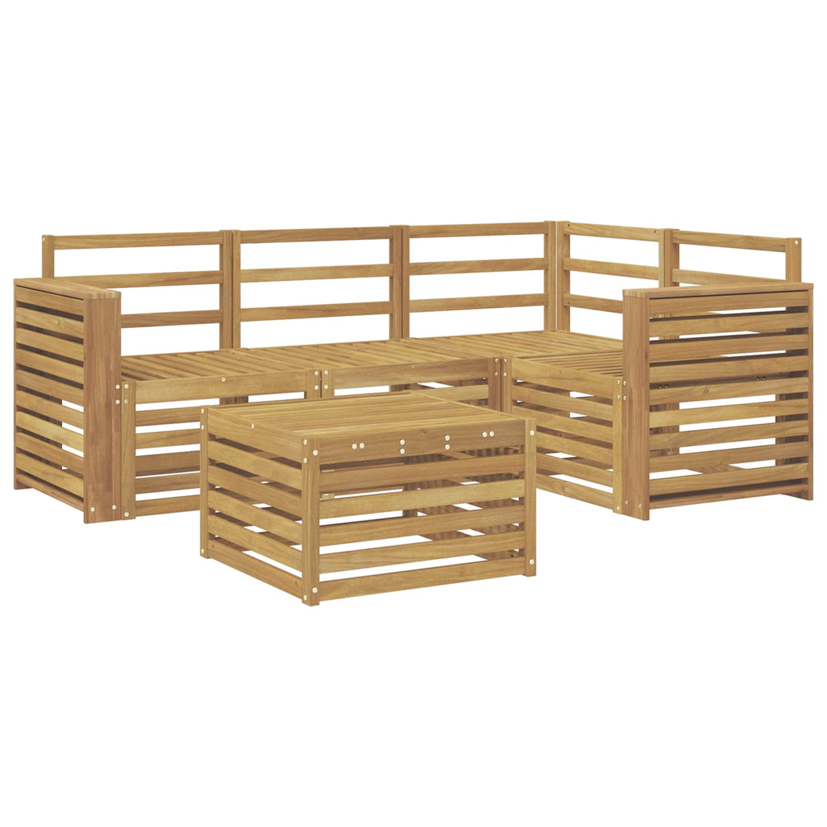 Set vanjskih sofa 5 kom. Bijela Čvrsto drvo akacije