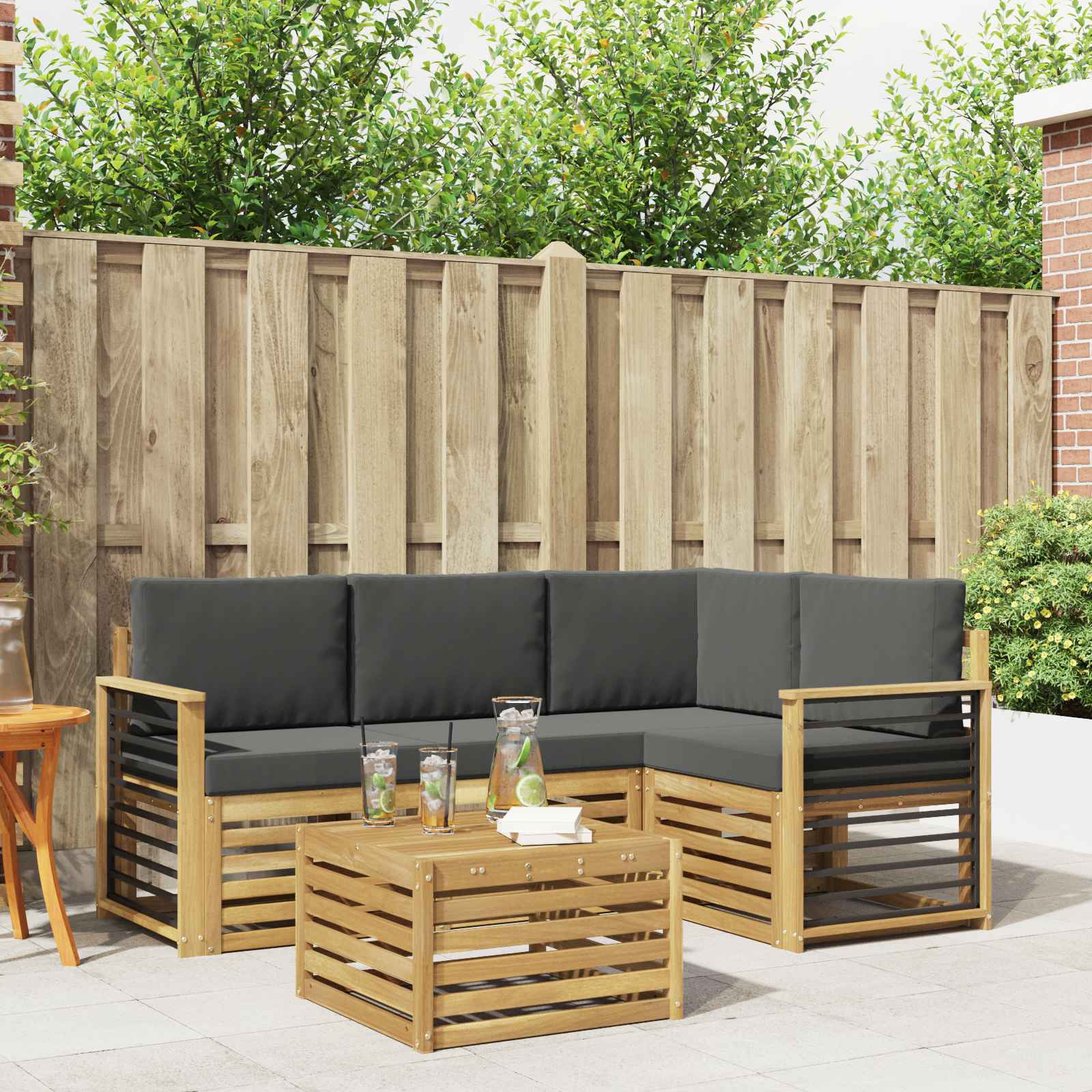 Set vanjskih sofa 5 pcs Bijela i antracit 59 x 59 x 37 cm