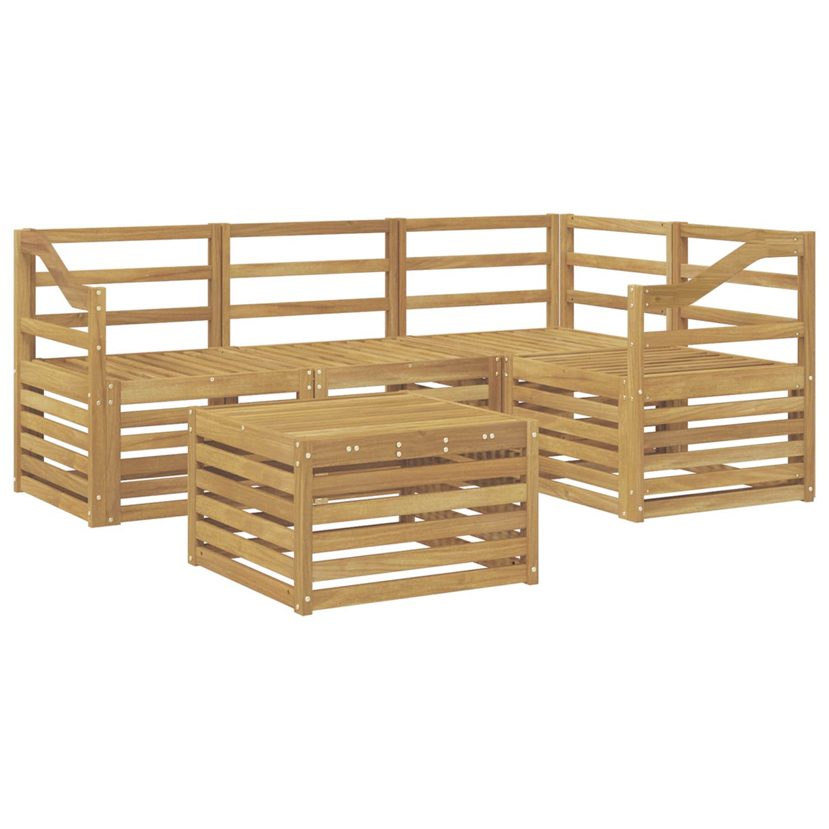 Set vanjskih sofa 5 kom. Bijela Čvrsto drvo akacije