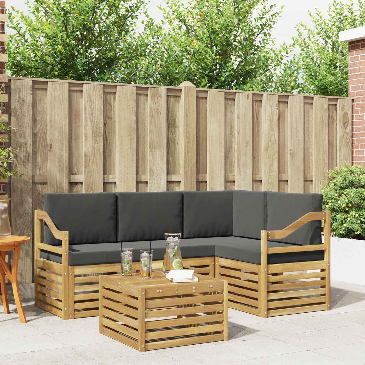 Set vanjskih sofa 5 kom. Bijela i antracit Poliester