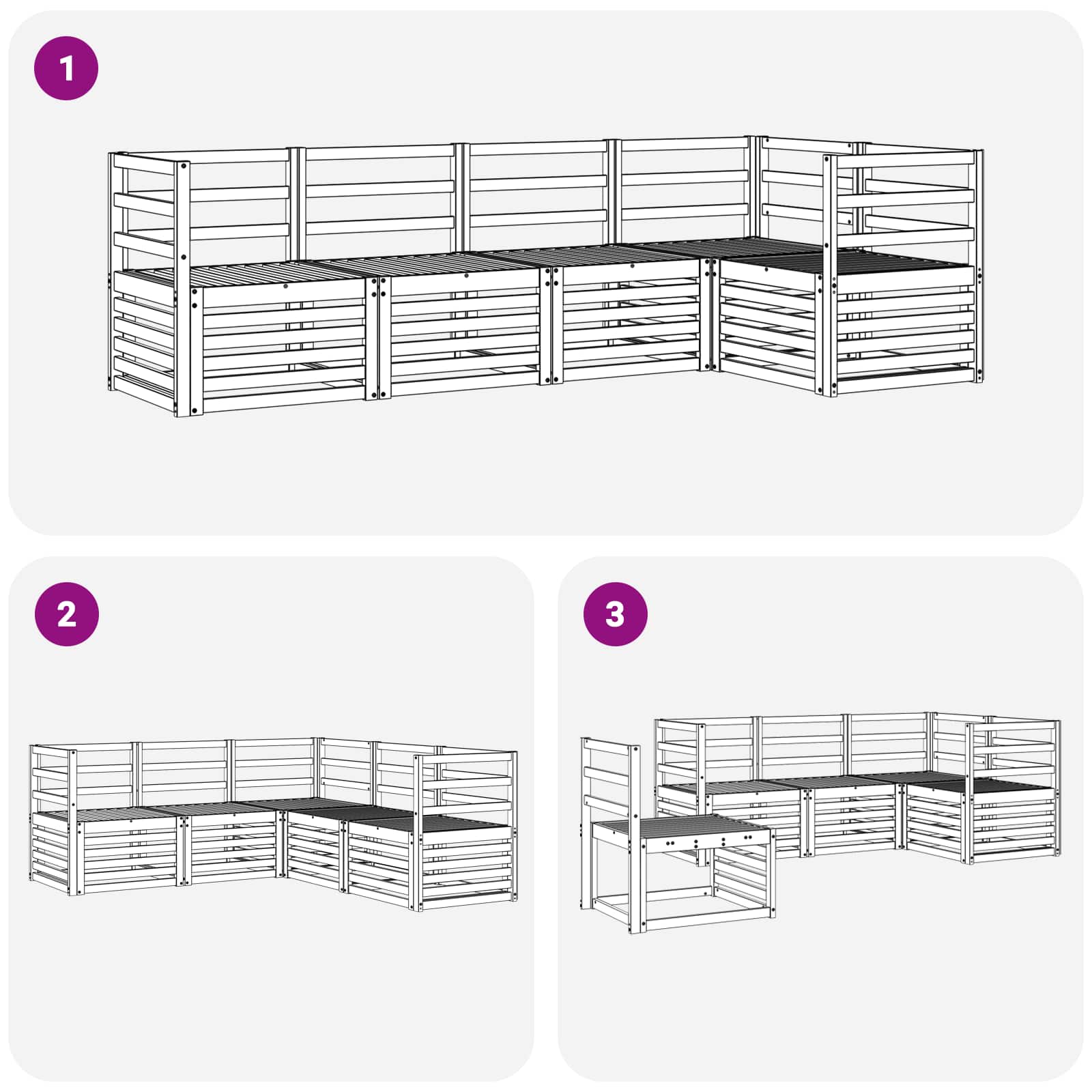 Set vanjskih sofa 5 pcs Bijela 245 x 126,5 x 73 cm