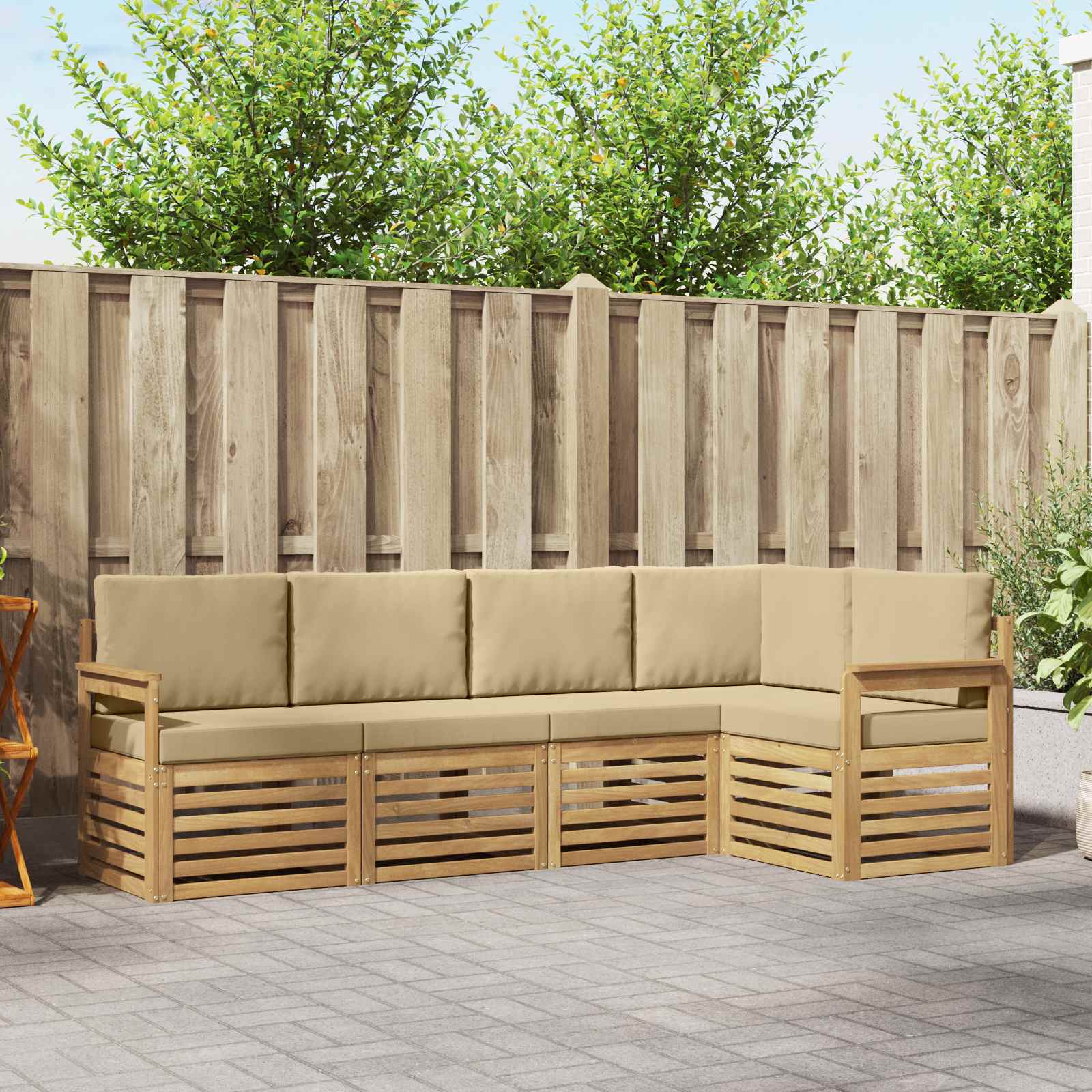 Set vanjskih sofa 5 pcs Bijela i bež 247 x 128,5 x 73 cm