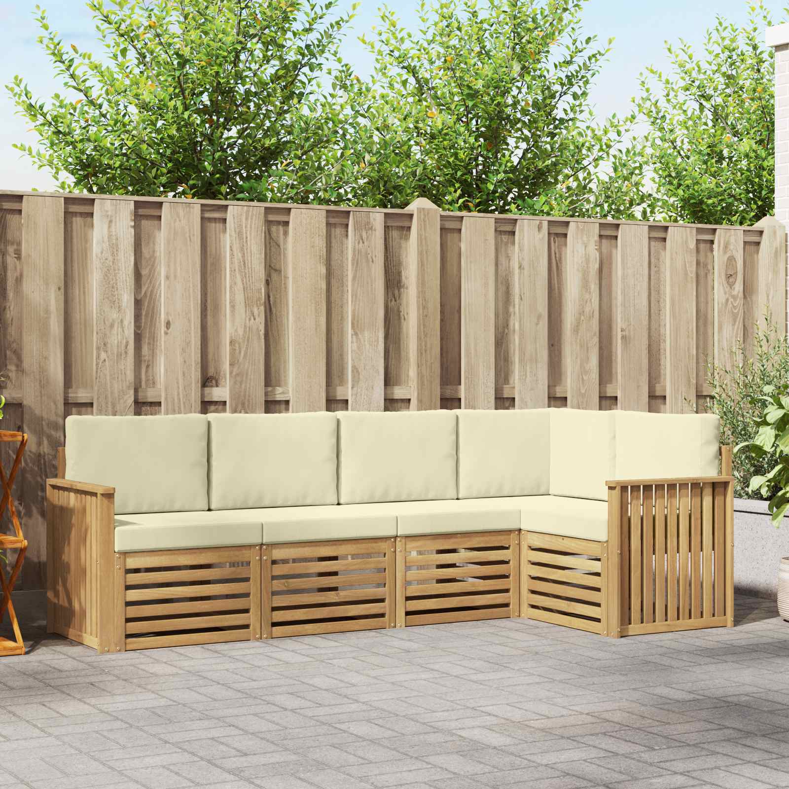 Set vanjskih sofa 5 pcs Bijela i krem 247 x 128,5 x 73 cm