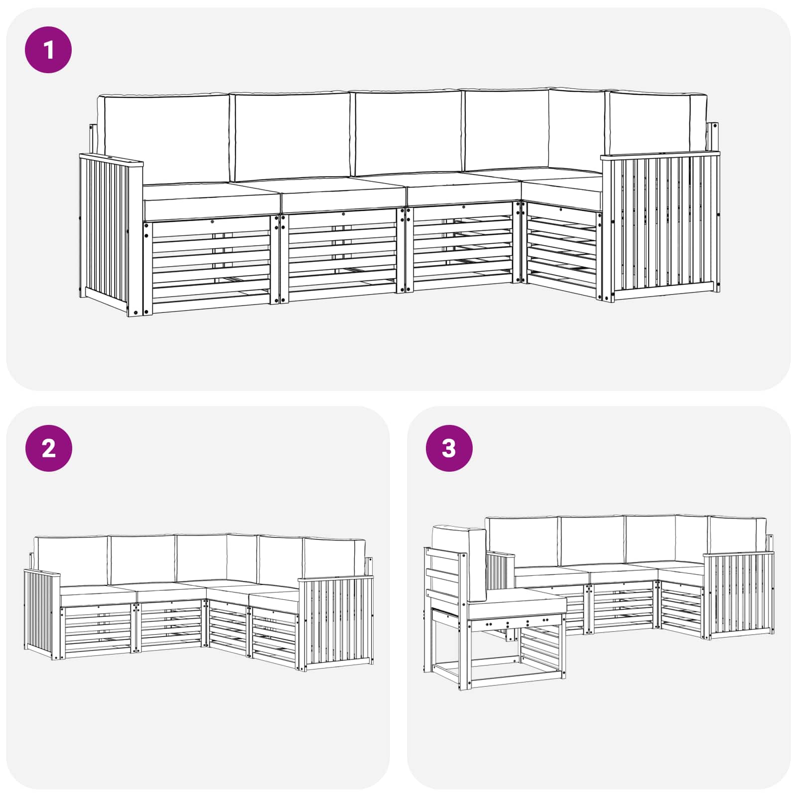 Set vanjskih sofa 5 pcs Bijela i krem 247 x 128,5 x 73 cm