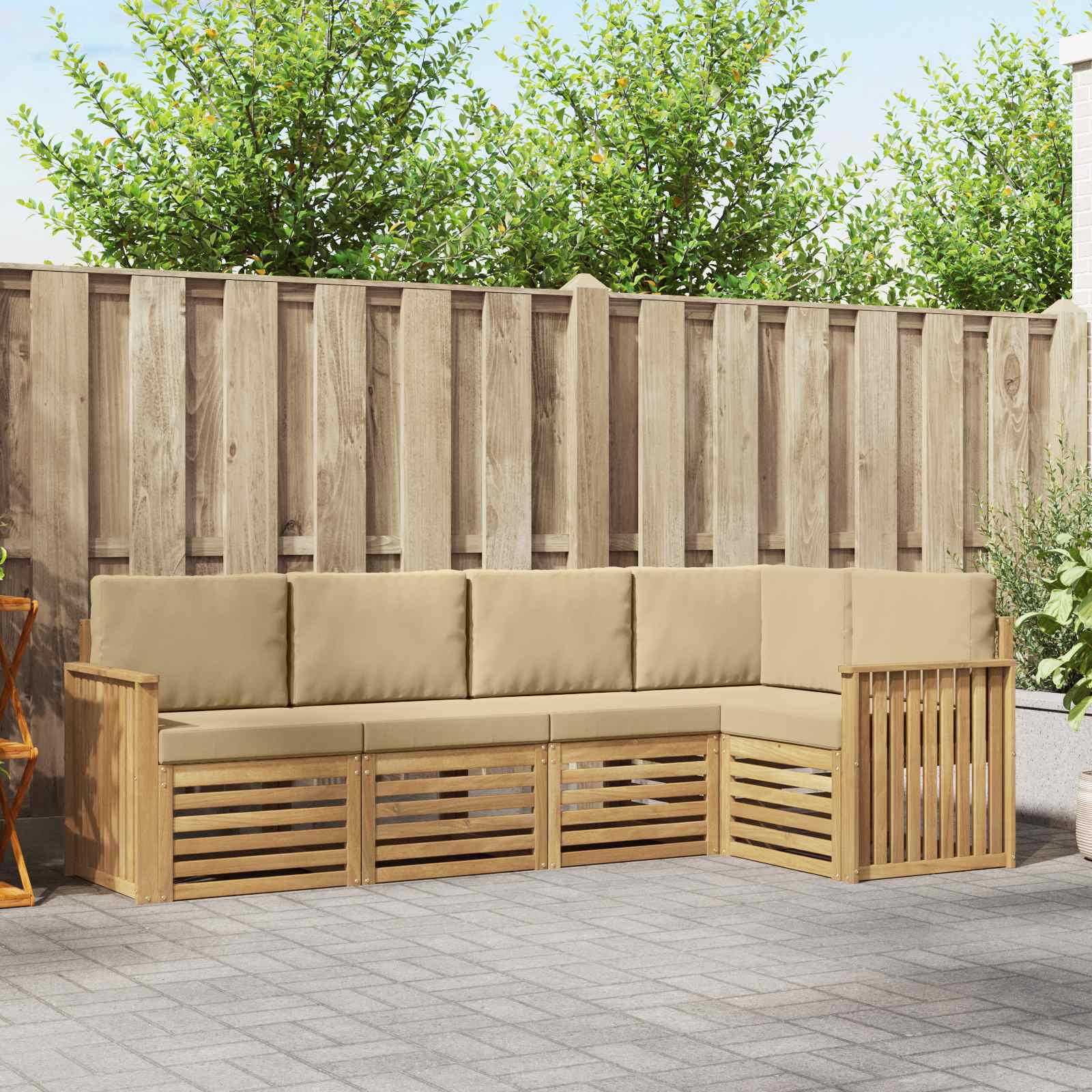 Set vanjskih sofa 5 pcs Bijela i bež 247 x 128,5 x 73 cm