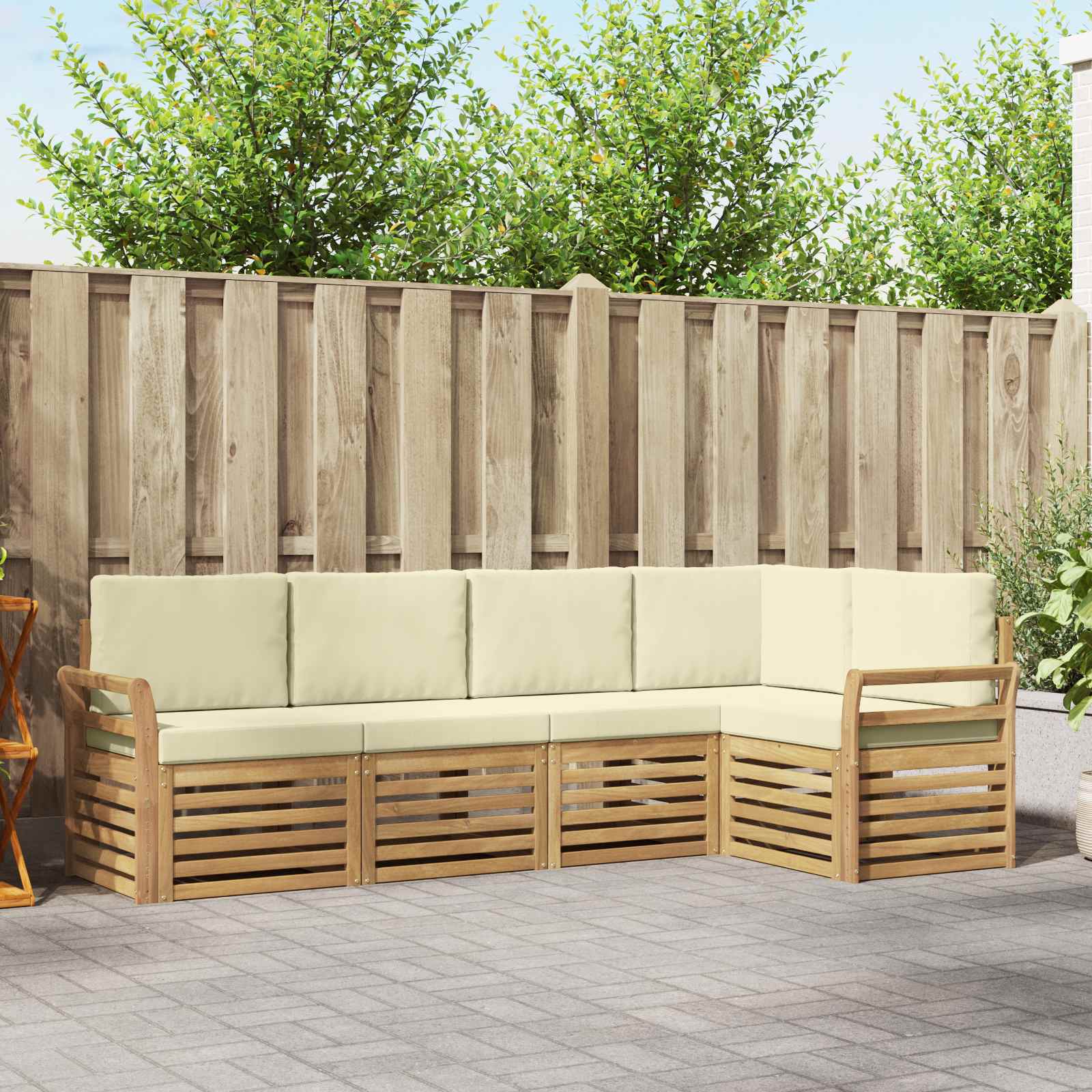 Set vanjskih sofa 5 pcs Bijela i krem 249 x 130,5 x 73 cm